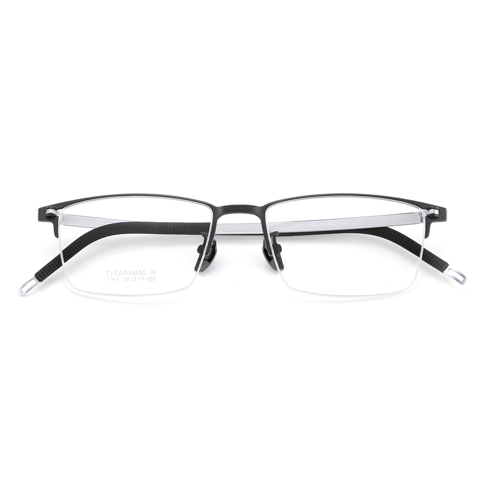 Lunettes en titane pur non peintes à demi-monture brossée 1141