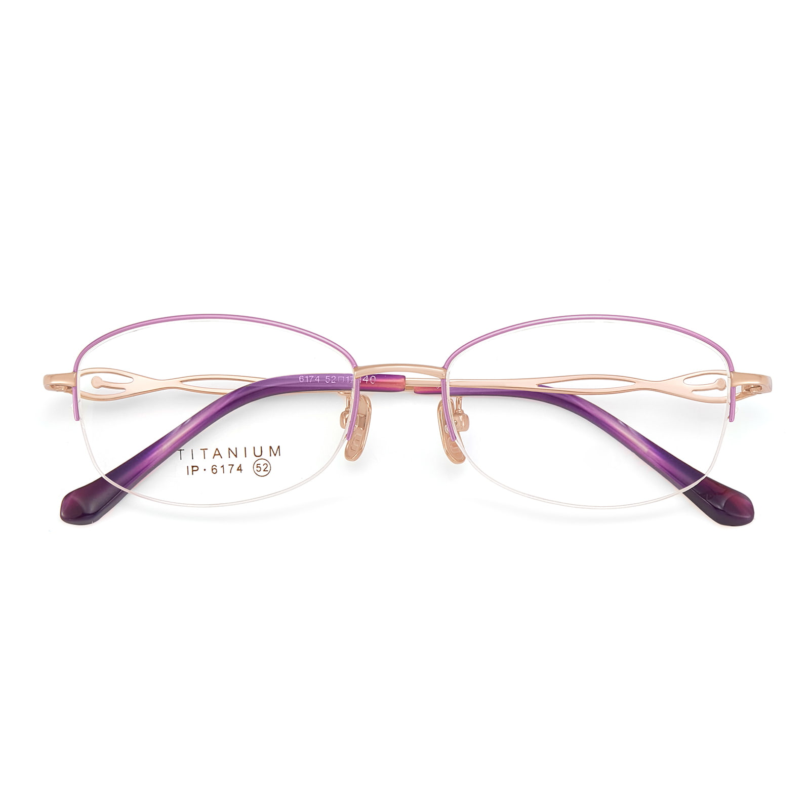 Lunettes en titane pur diamant à tête creuse à demi-monture 6174