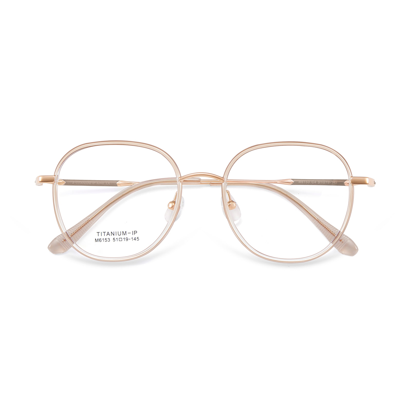M6153 Monture ronde Jambes en titane Détails métalliques Lunettes en titane Beta