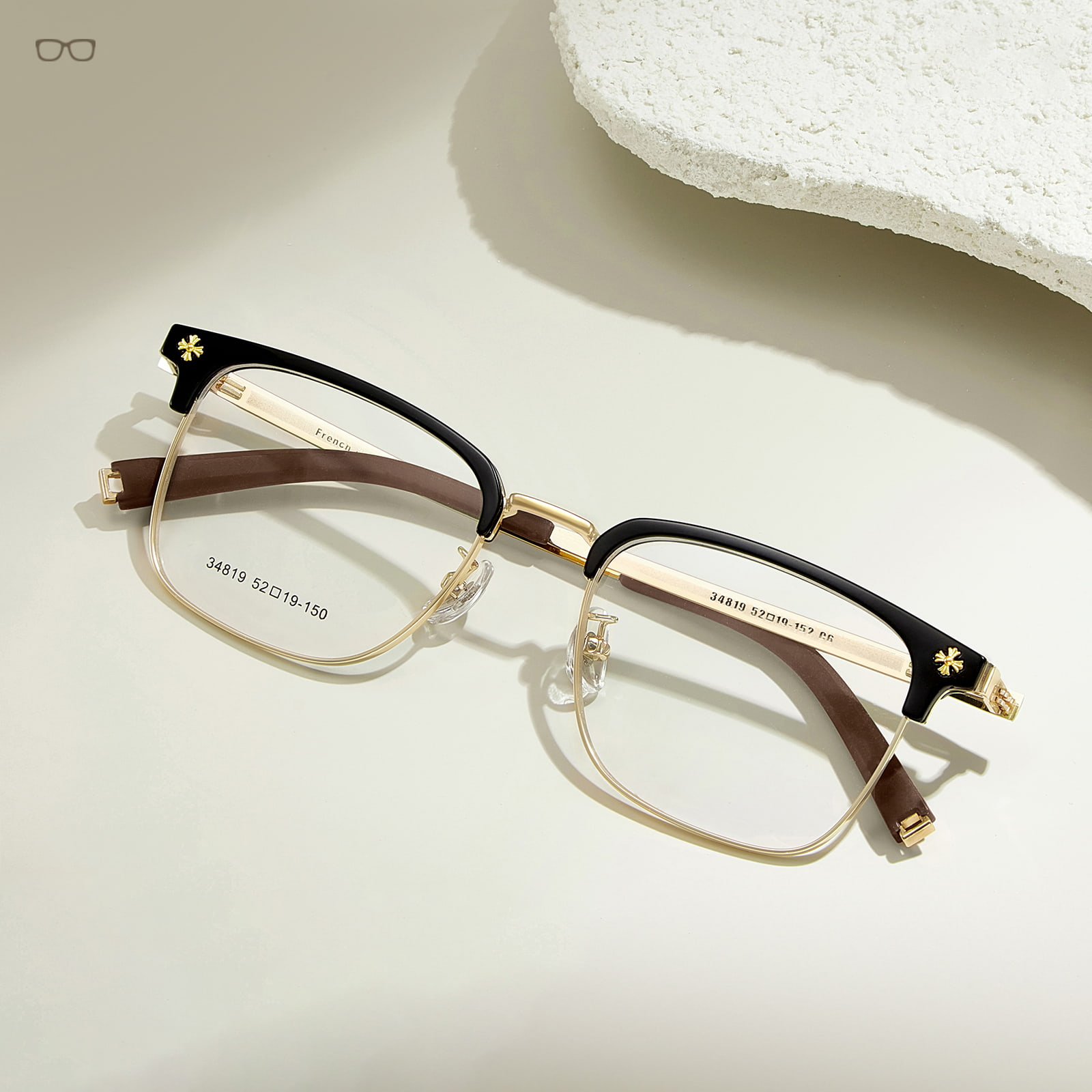 34819 Lunettes de luxe légères en alliage d'acier biologique à haute élasticité