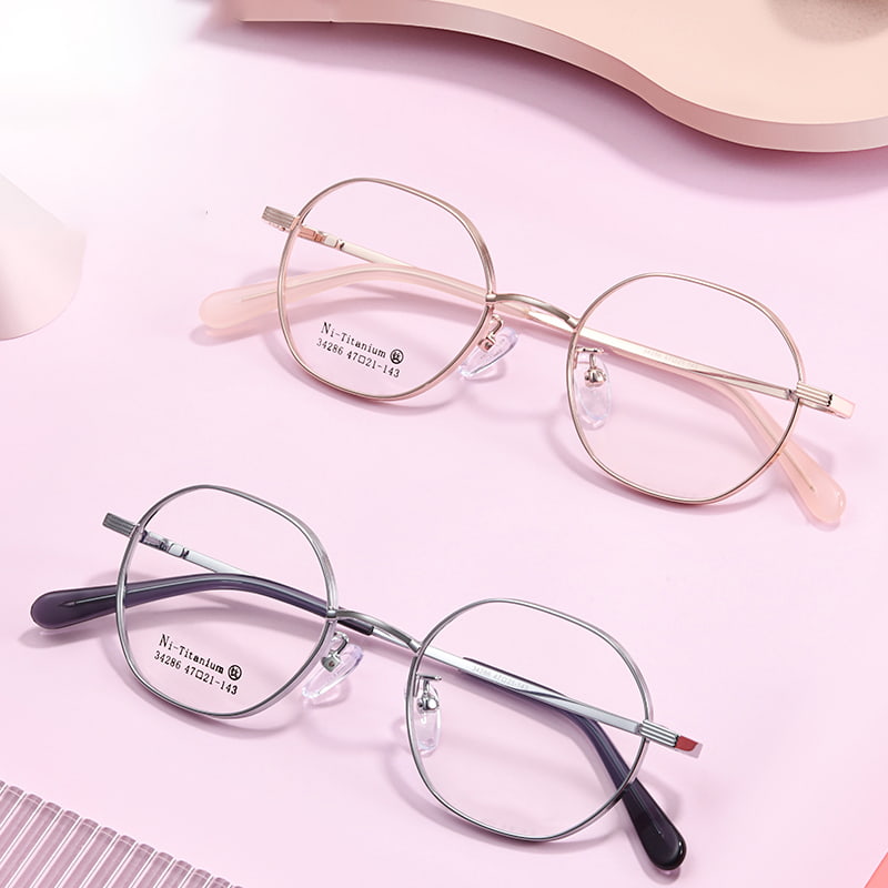 34286 Lunettes en alliage polygonales décontractées