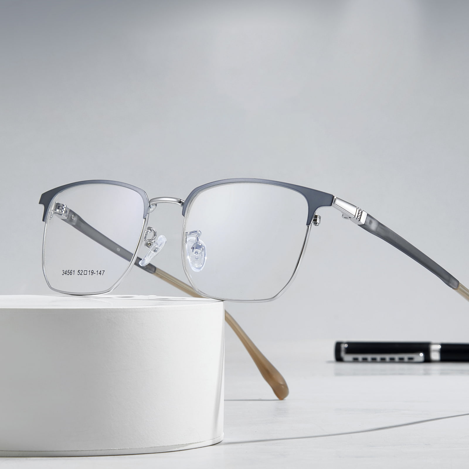 34561 Lunettes en alliage de branches de silicone pour homme d'affaires