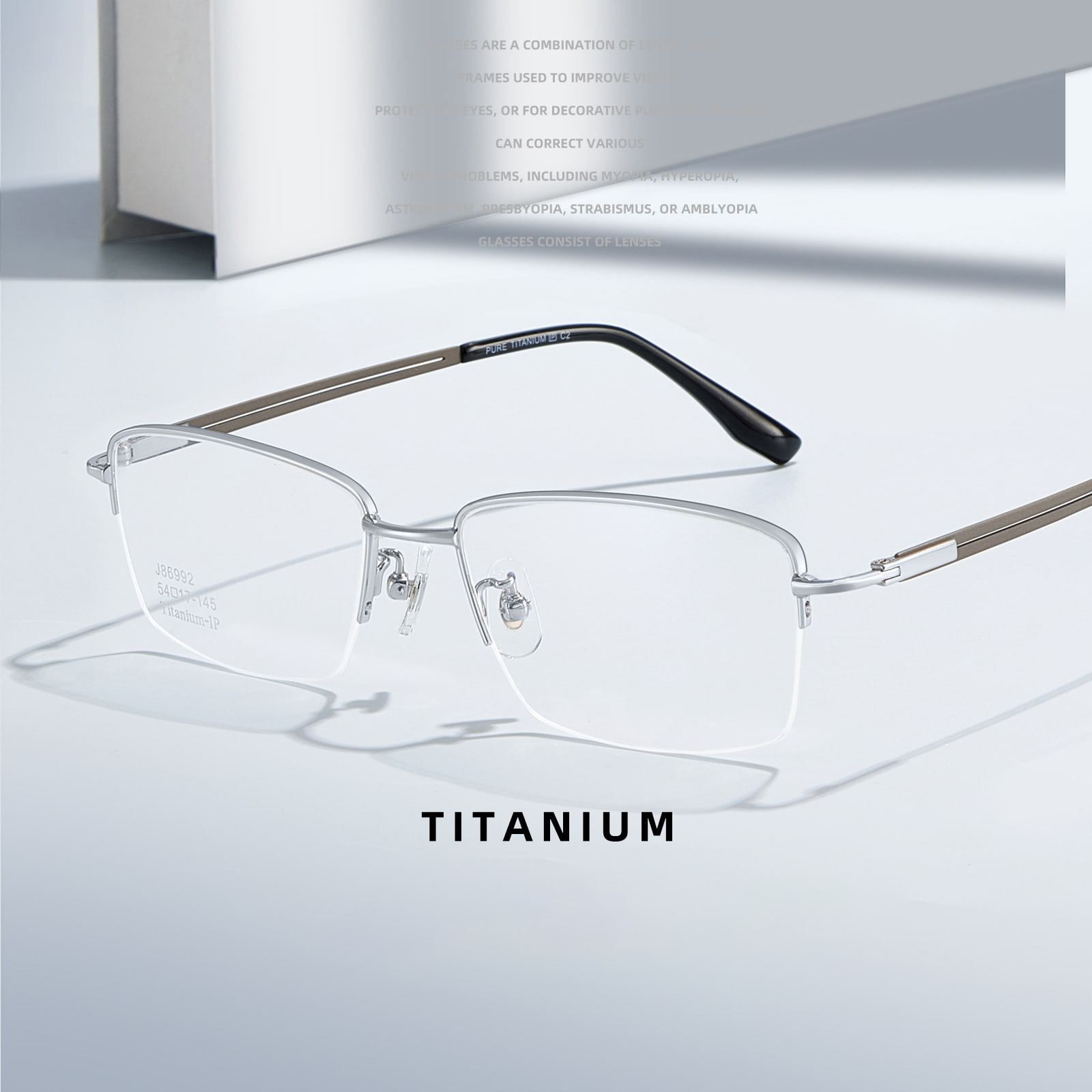 86992 Lunettes multicolores en titane pur sans pression sur les oreilles
