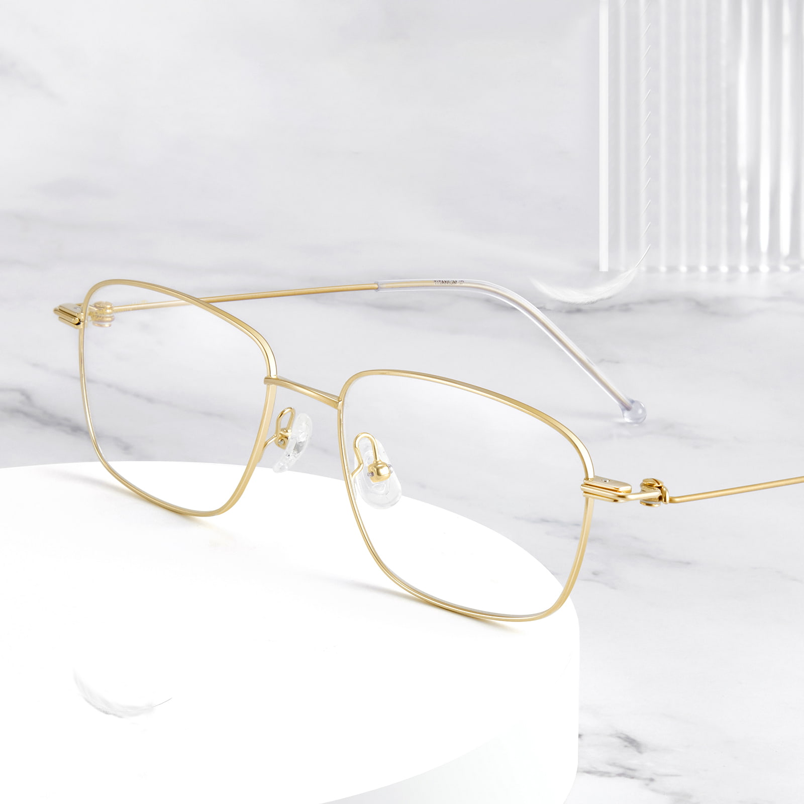Lunettes en titane pur à monture carrée ultralégères 7734