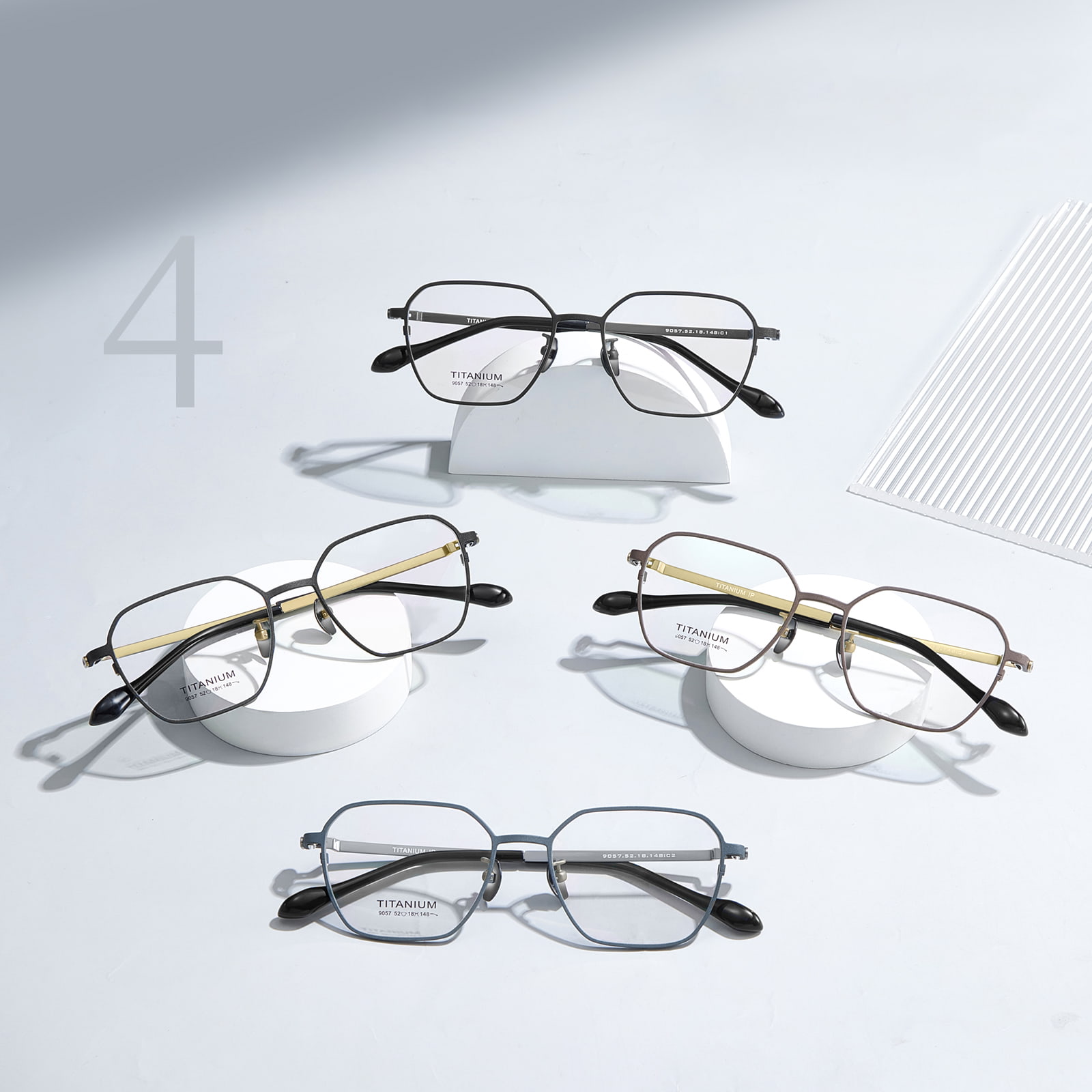 Lunettes en titane pur personnalisées à coupe hexagonale 9057