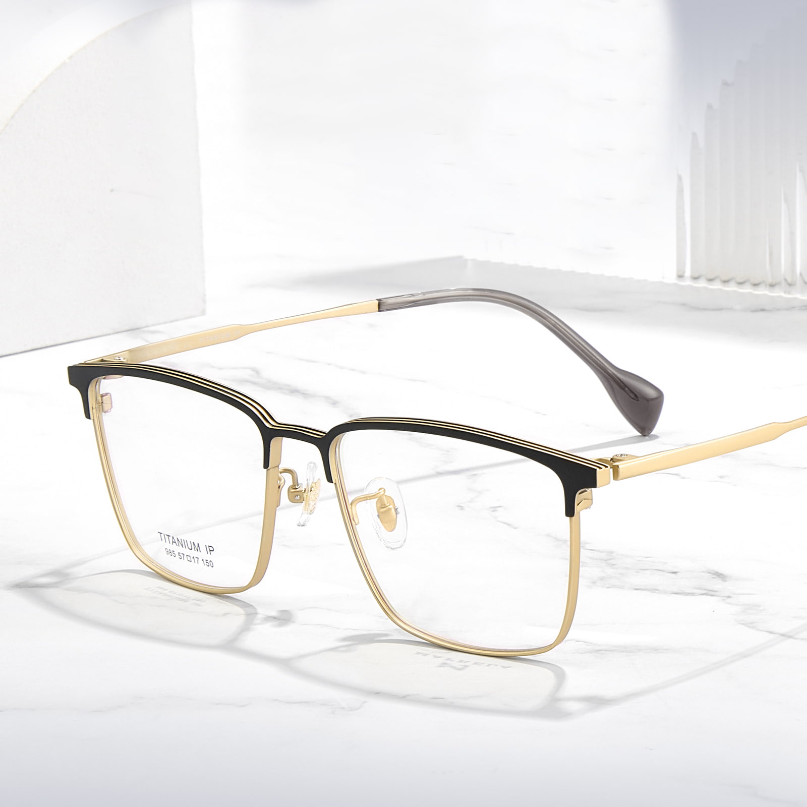 Lunettes en titane pur à monture galvanisée, ligne de sourcils épaissie 985