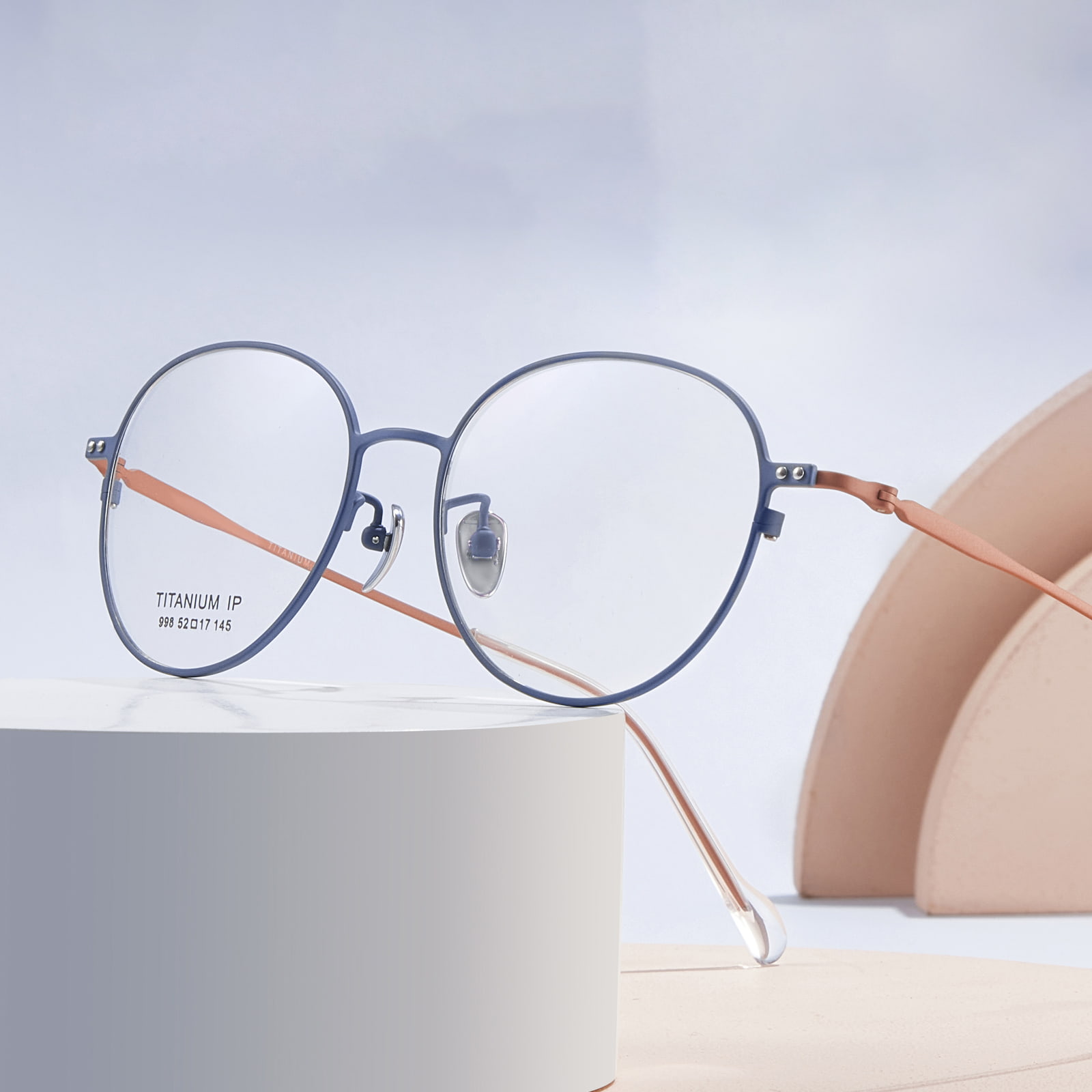 Lunettes en titane pur, monture Ultra-mince, plaque de cristal, couvre-pied, 998