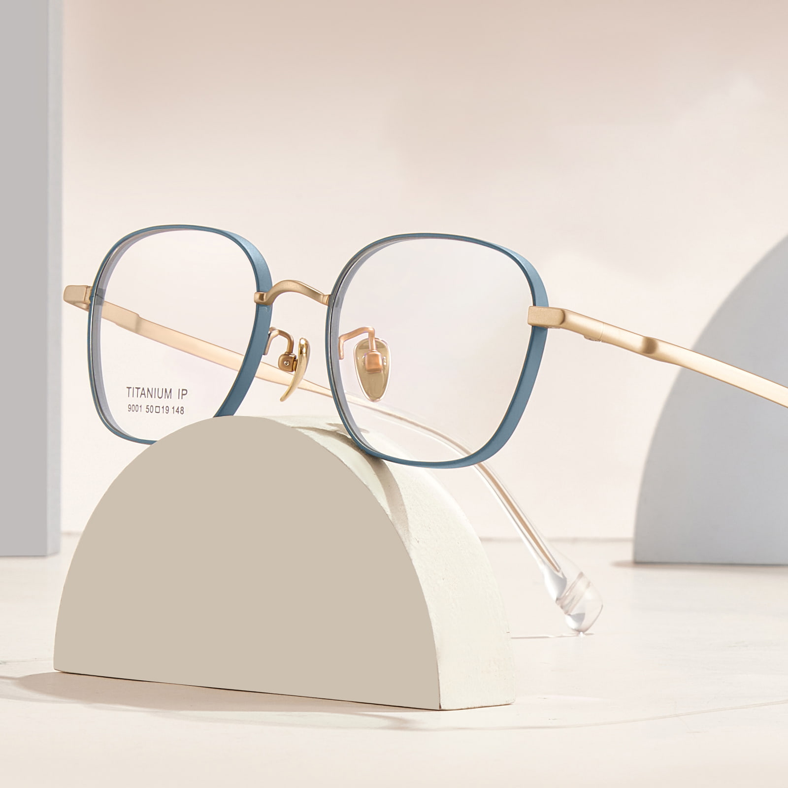 Lunettes polygonales en titane pur, simples et solides, 9001