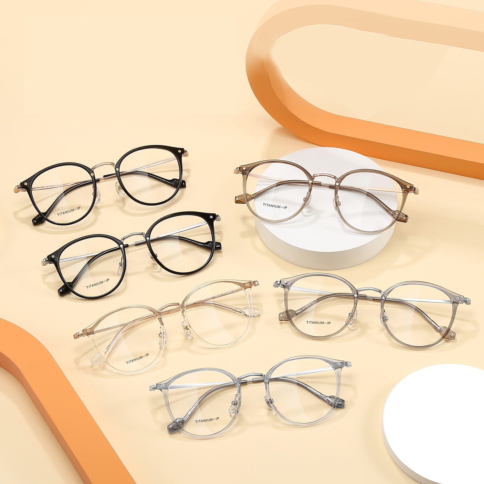 Lunettes en titane bêta anti-chute à monture ronde fine M8080