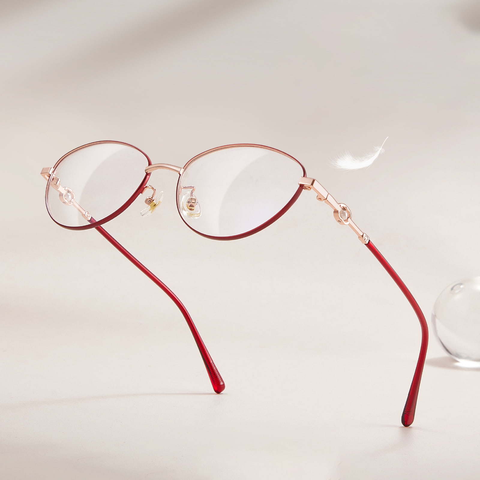 58166 Lunettes en alliage à poils de perles œil de chat