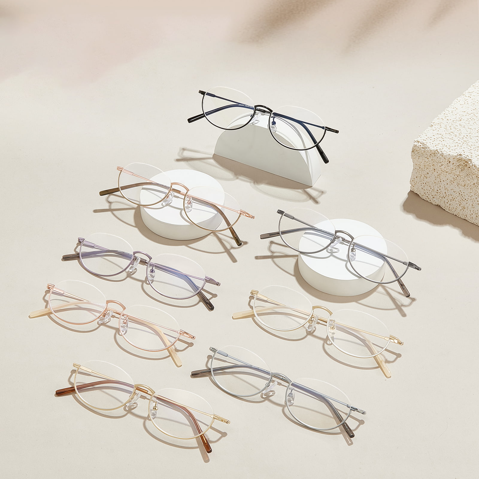 58201 Lunettes en alliage à demi-monture inversée exquises