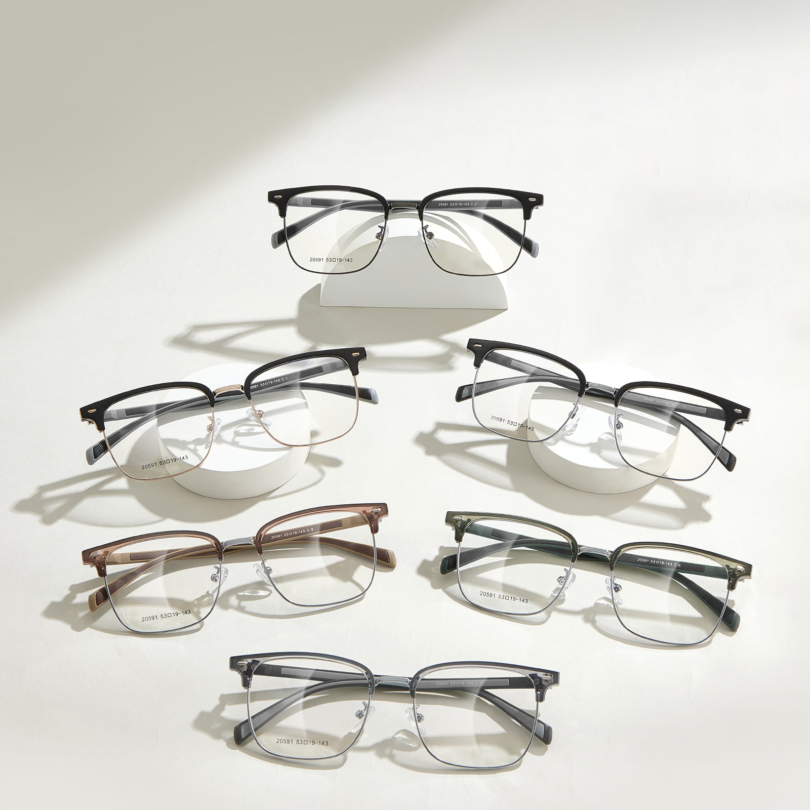 20591 Lunettes décontractées en alliage de branches en acier et plastique