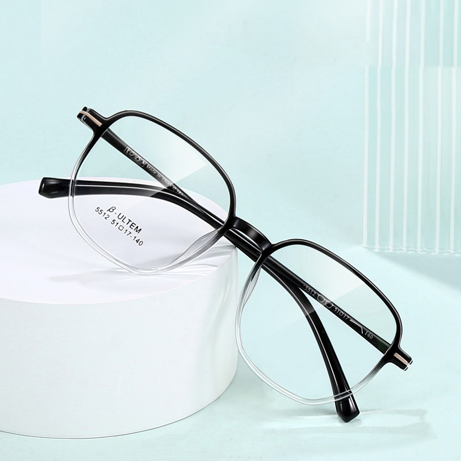 Lunettes TR90 en acier et plastique, dégradé noir et blanc, monture carrée, tungstène, titane, 5512