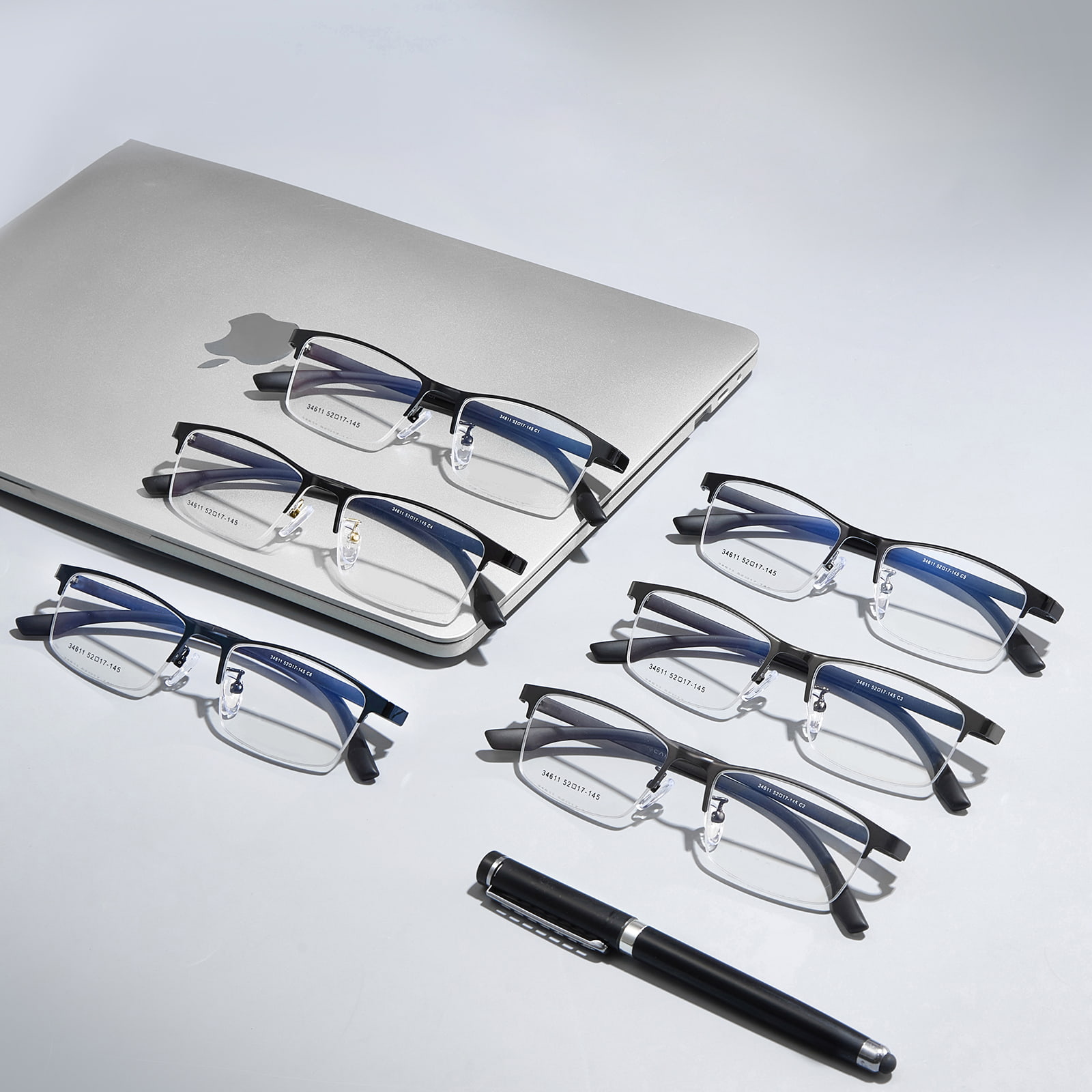 34611 Lunettes minimalistes en alliage hypoallergénique à demi-monture