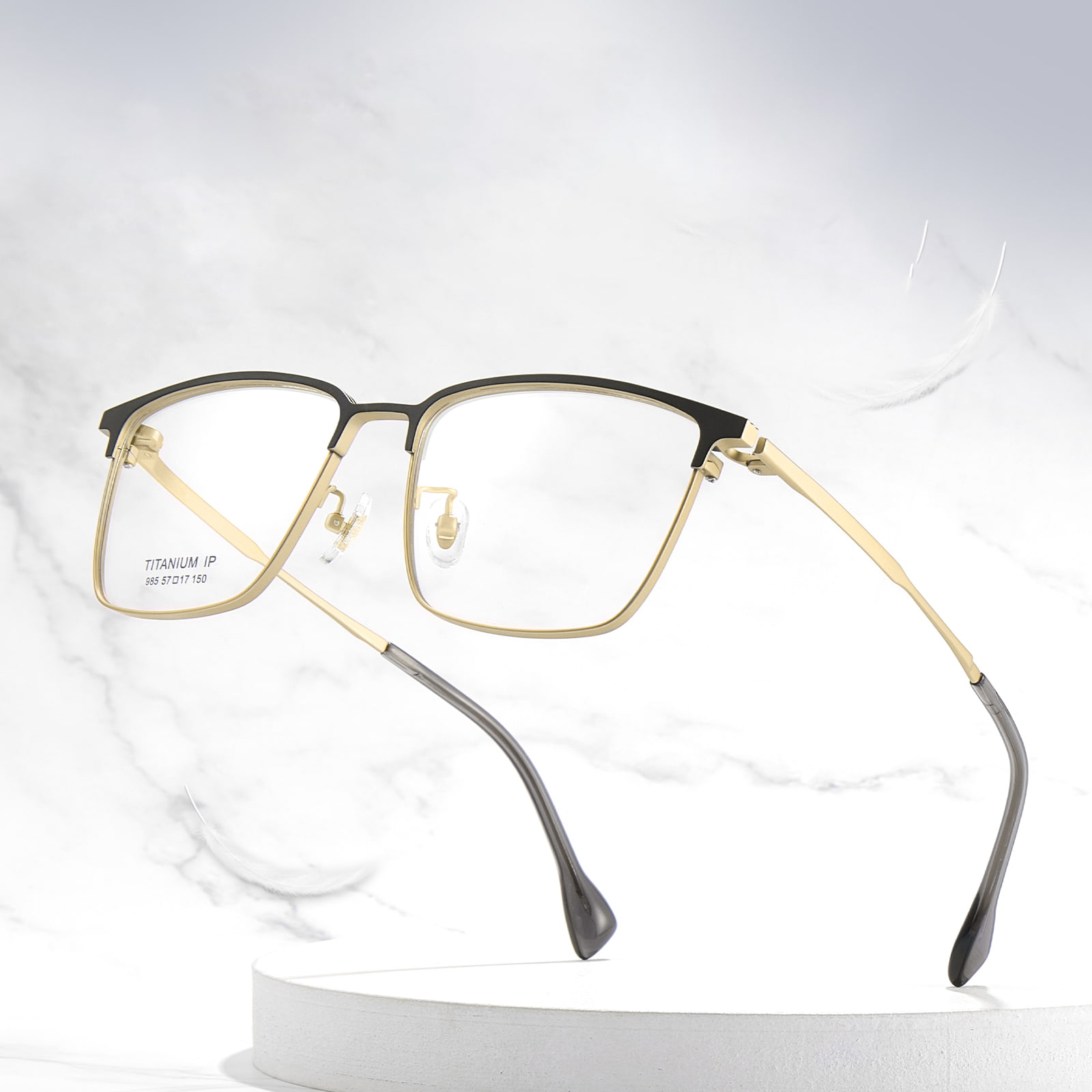 Lunettes en titane pur à monture galvanisée, ligne de sourcils épaissie 985