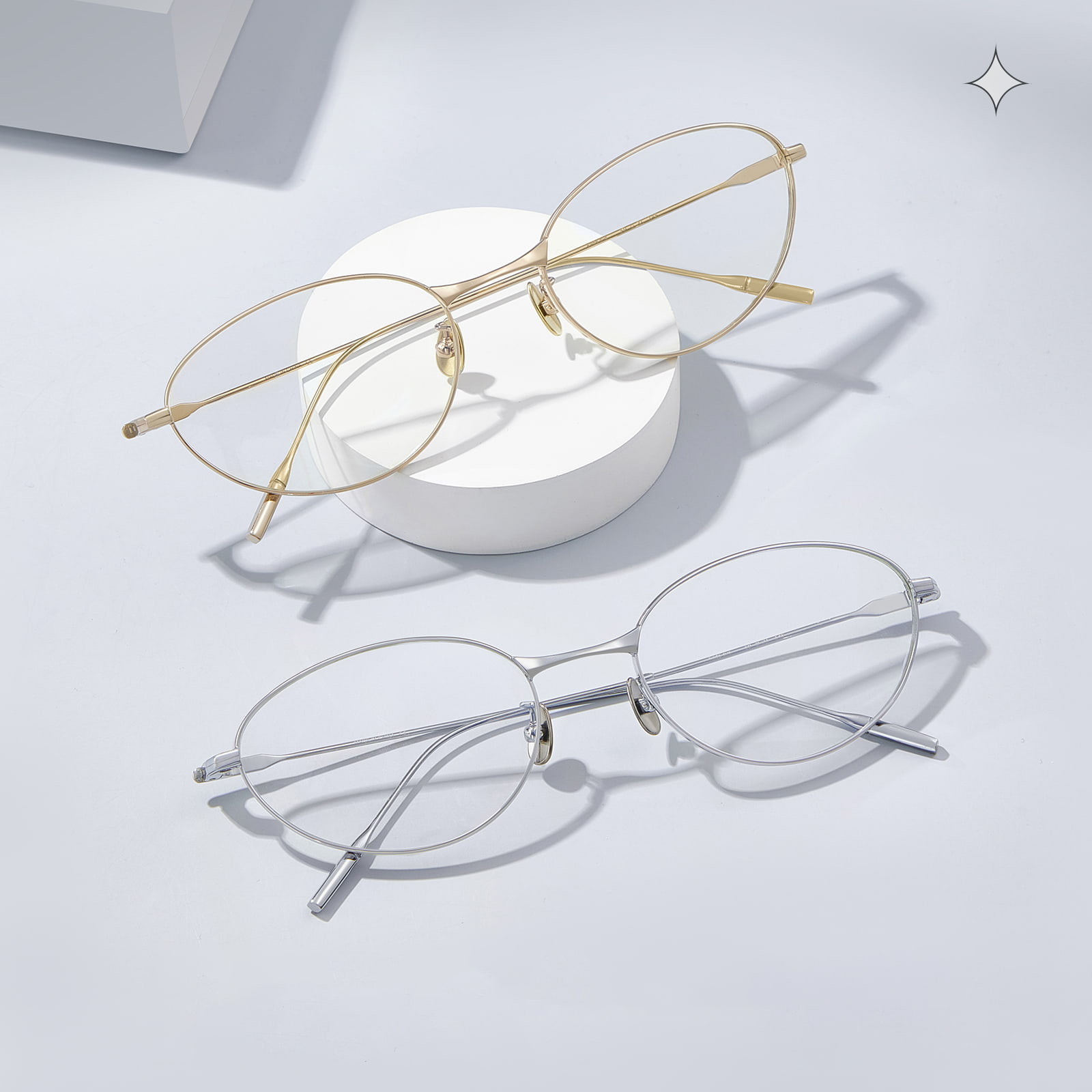 Lunettes ovales œil-de-chat en titane pur, riches en couleurs, Fade