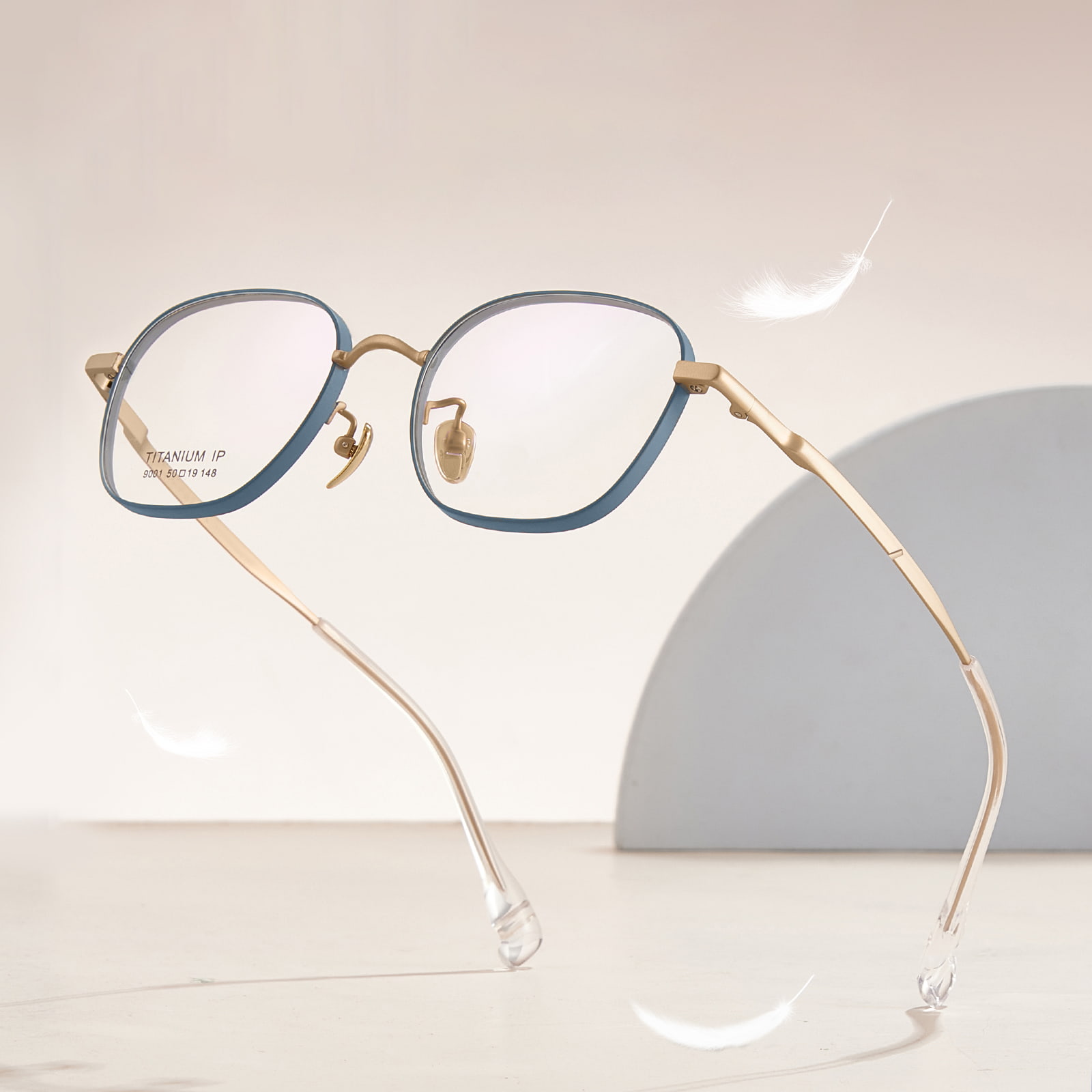 Lunettes polygonales en titane pur, simples et solides, 9001