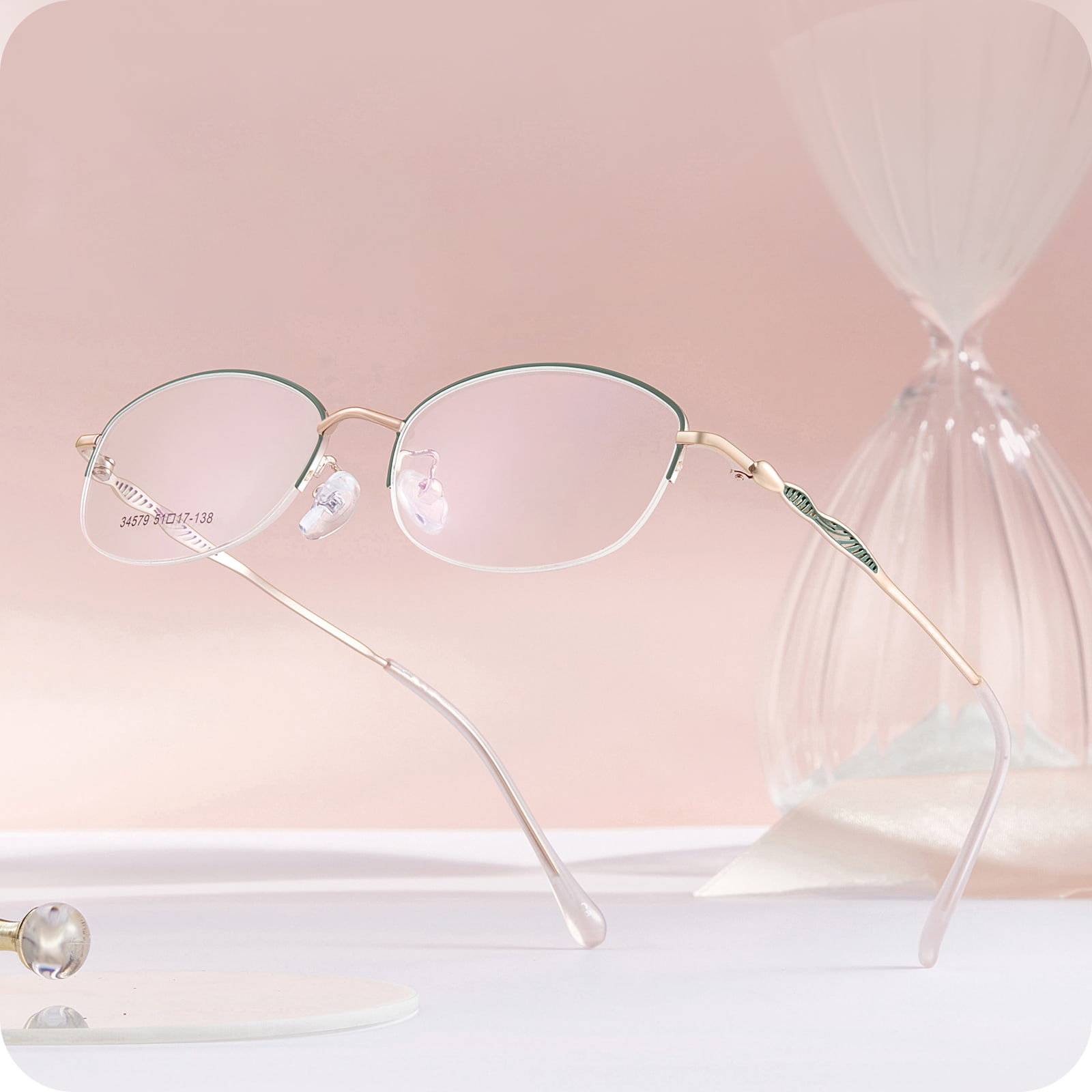 34579 Lunettes asymétriques en alliage à ligne creuse de bureau