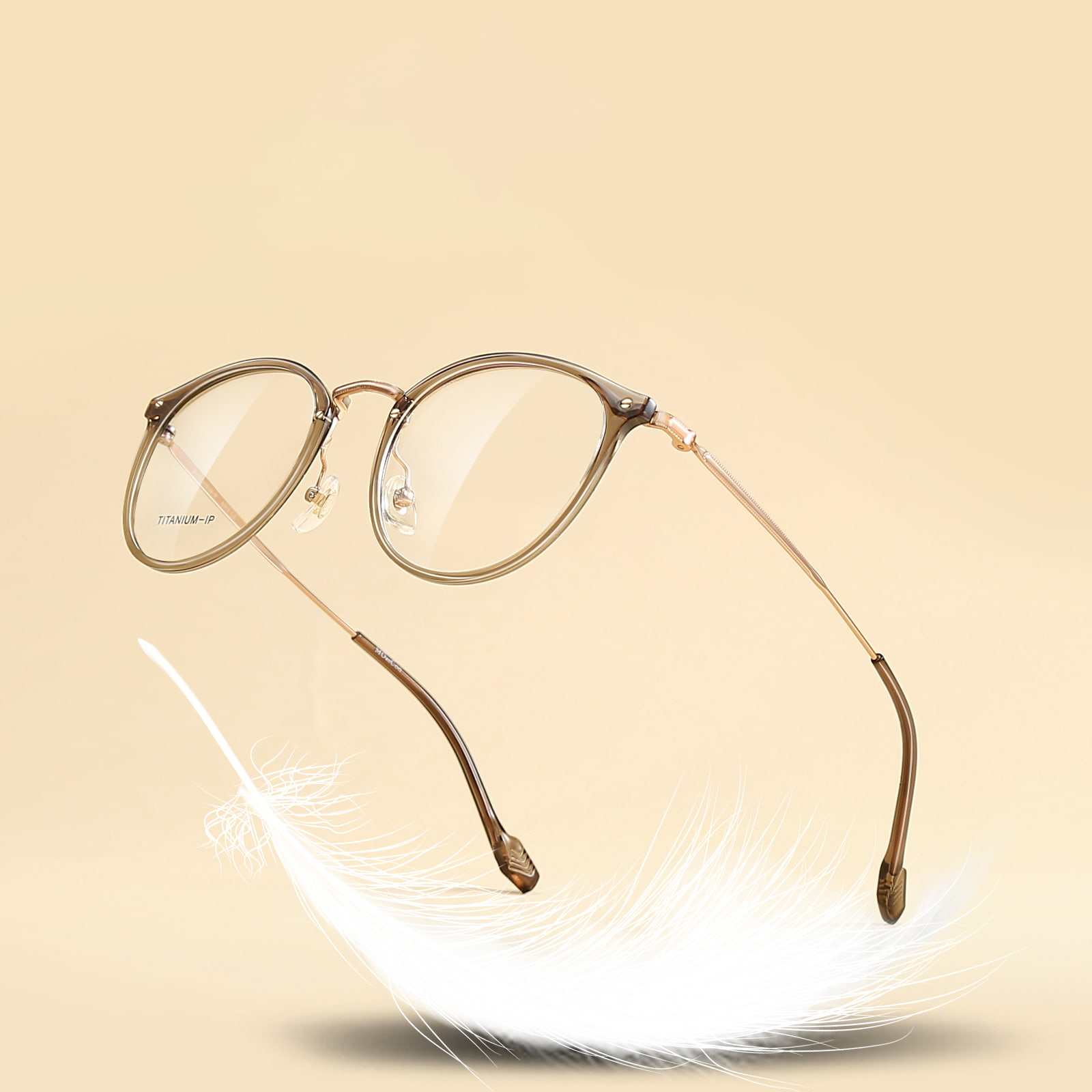 Lunettes en titane bêta anti-chute à monture ronde fine M8080