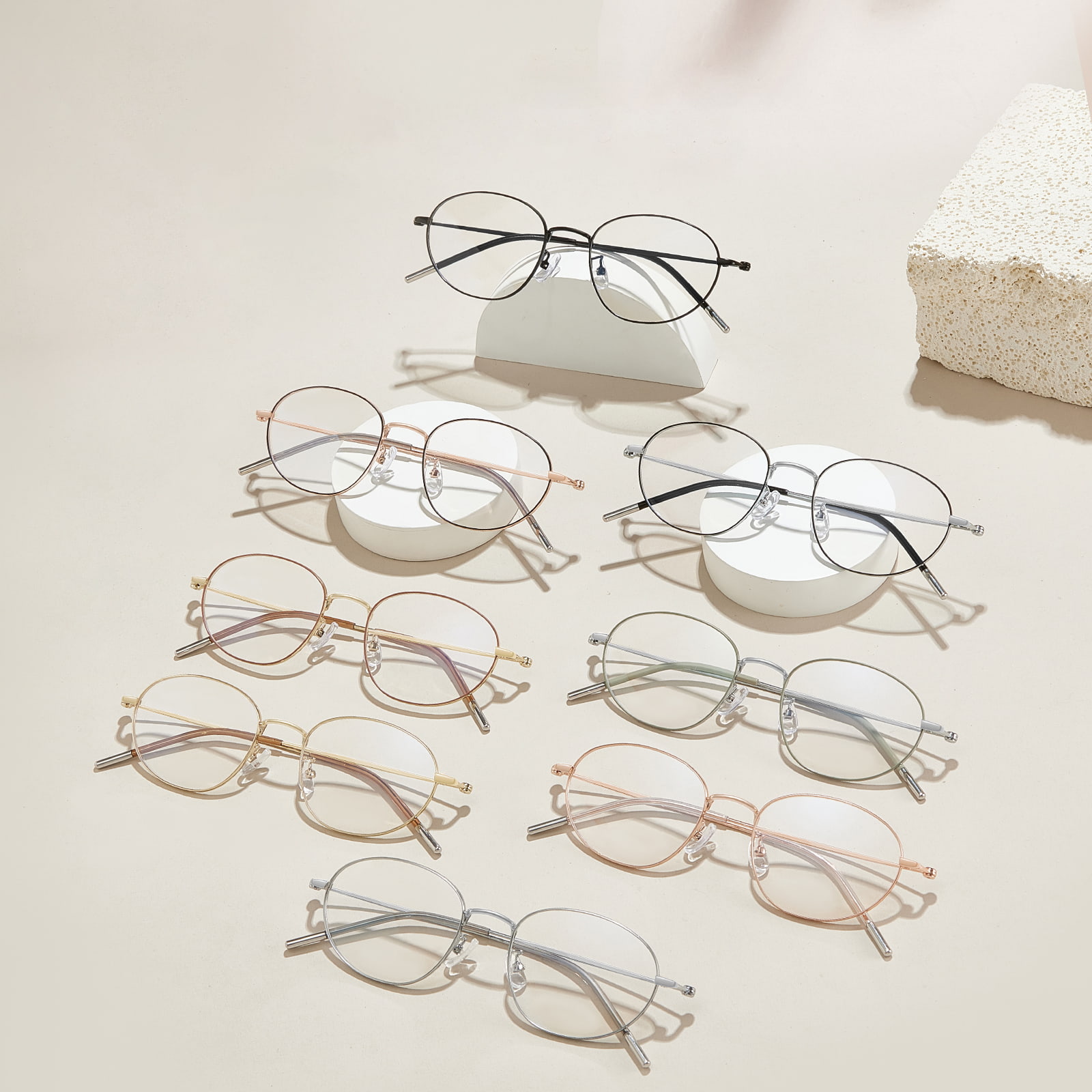 58161 Lunettes asymétriques en alliage à monture étroite respectueuse de la peau