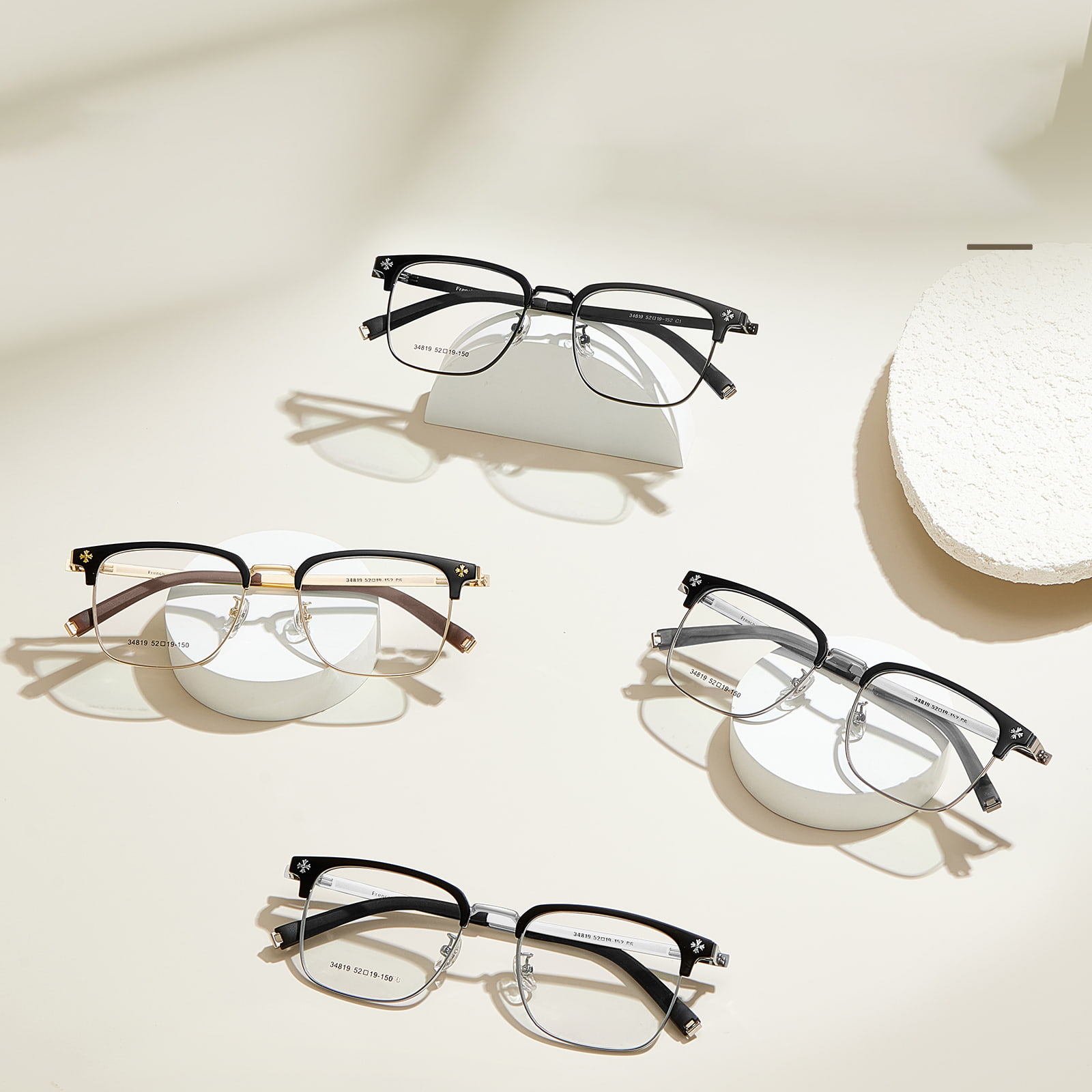 34819 Lunettes de luxe légères en alliage d'acier biologique à haute élasticité