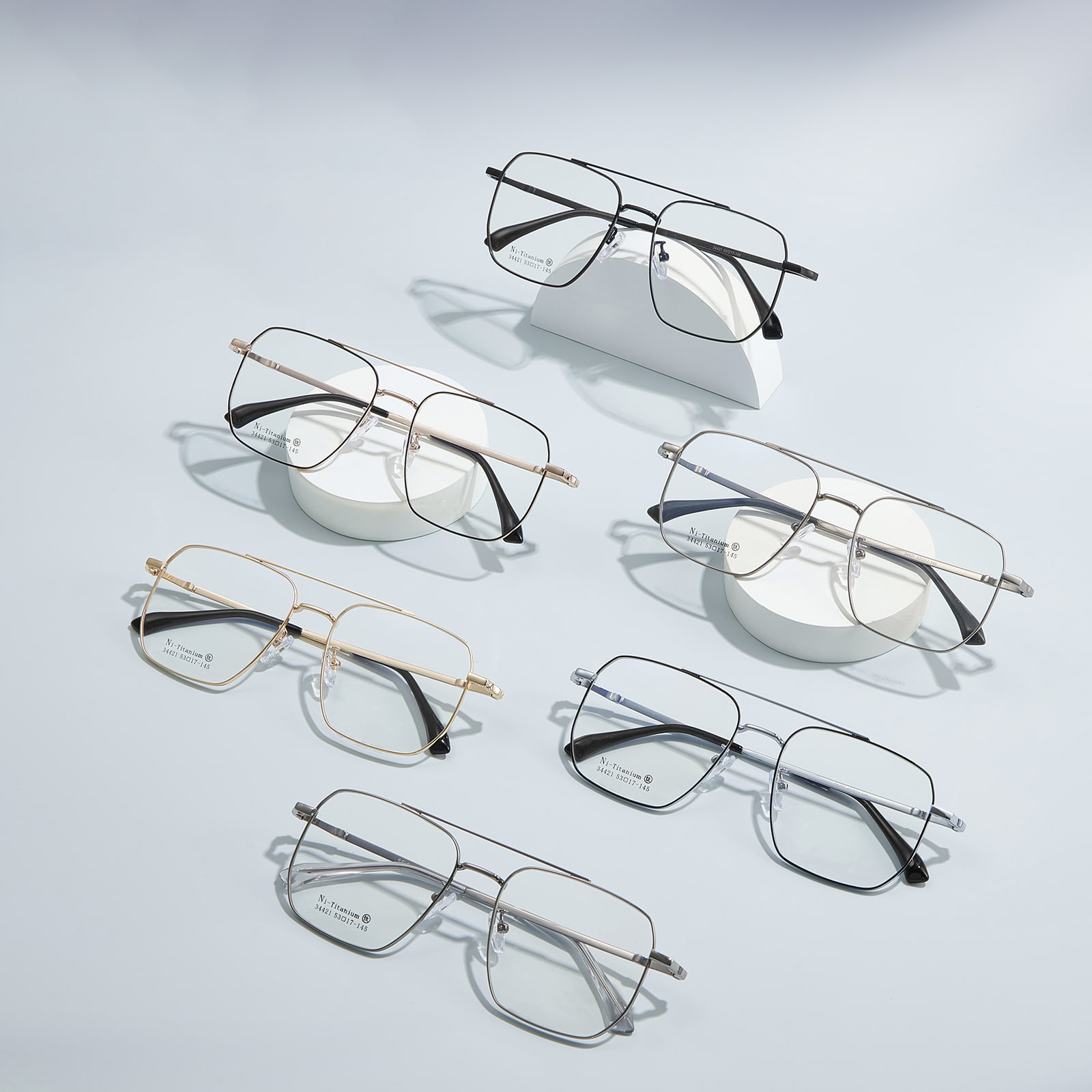 34421 Lunettes en alliage givré à double faisceau à monture carrée