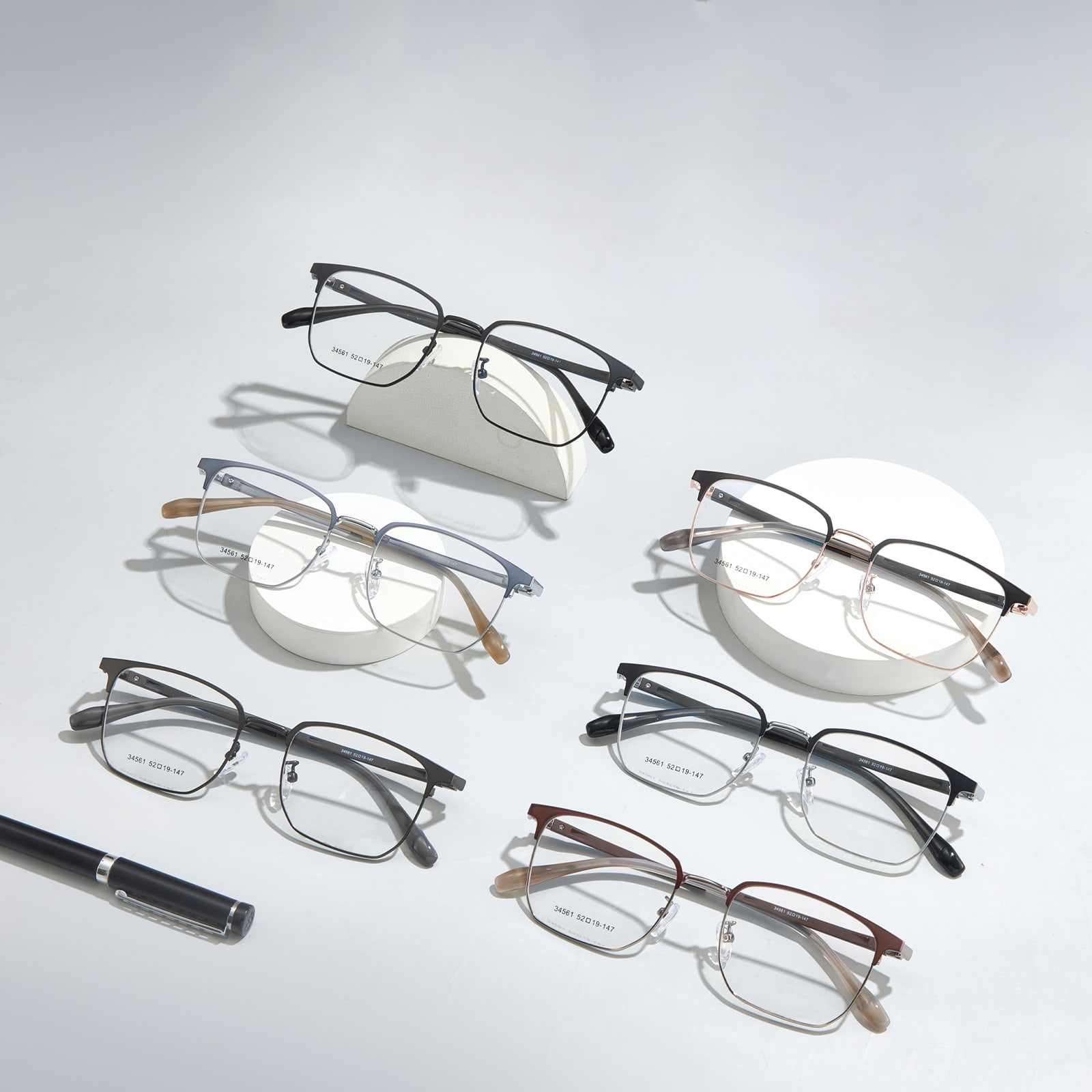 34561 Lunettes en alliage de branches de silicone pour homme d'affaires