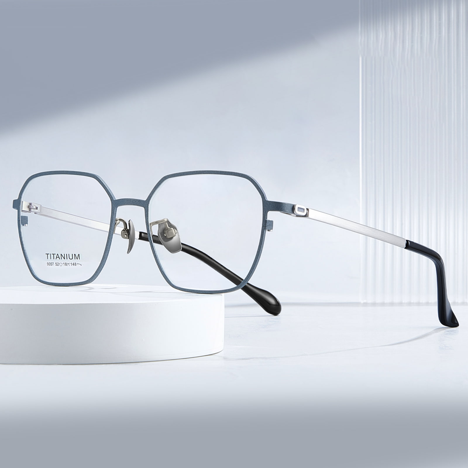 Lunettes en titane pur personnalisées à coupe hexagonale 9057