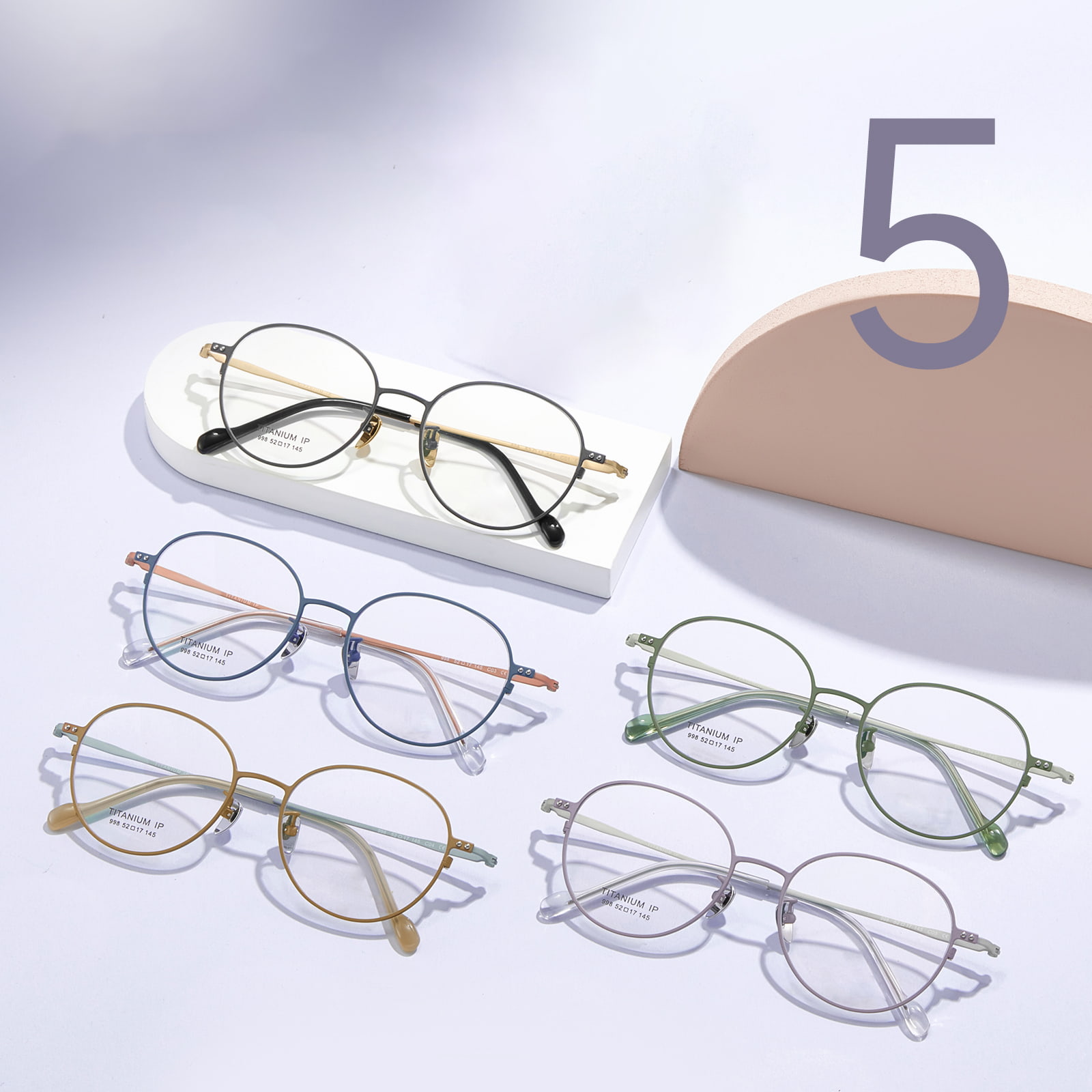 Lunettes en titane pur, monture Ultra-mince, plaque de cristal, couvre-pied, 998