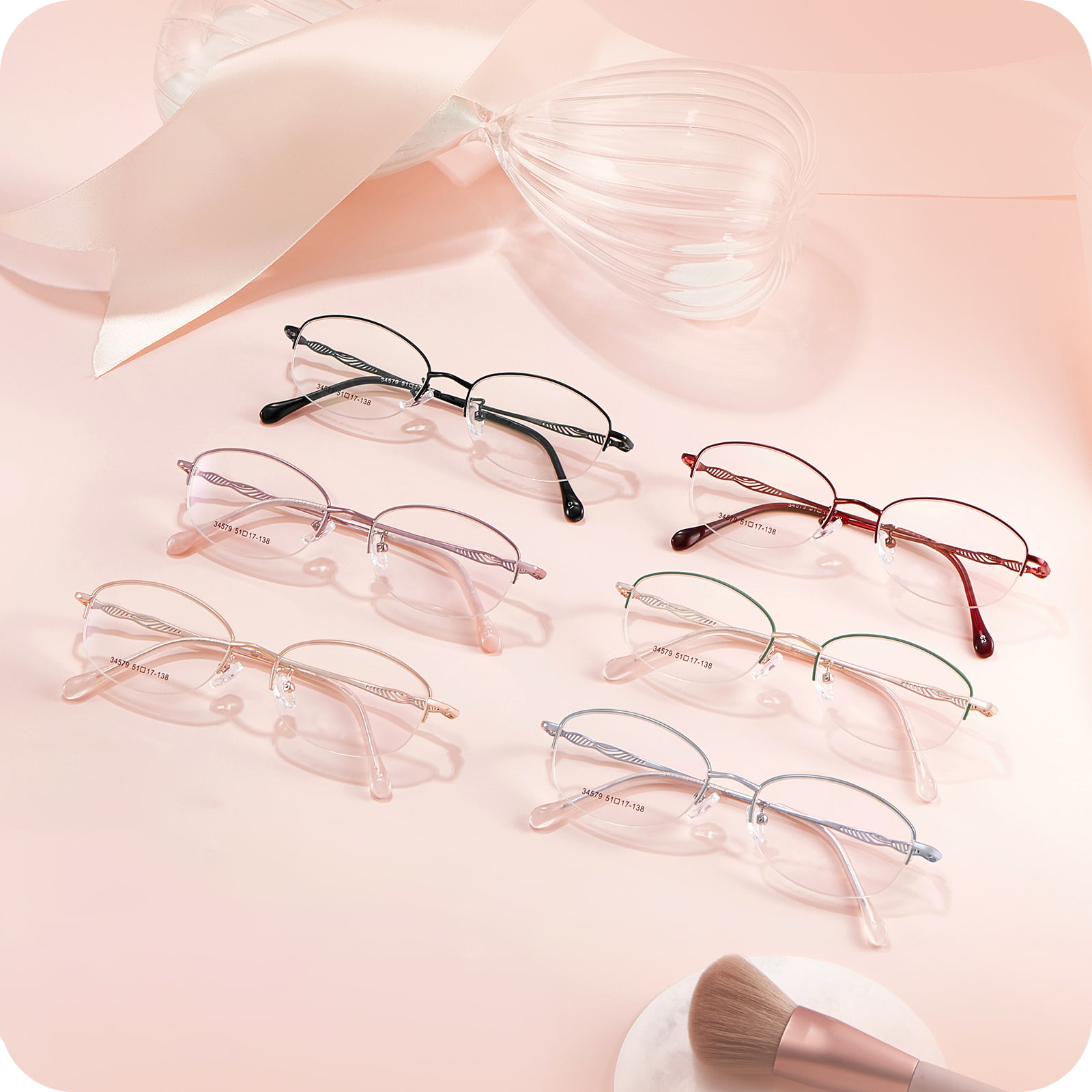 34579 Lunettes asymétriques en alliage à ligne creuse de bureau