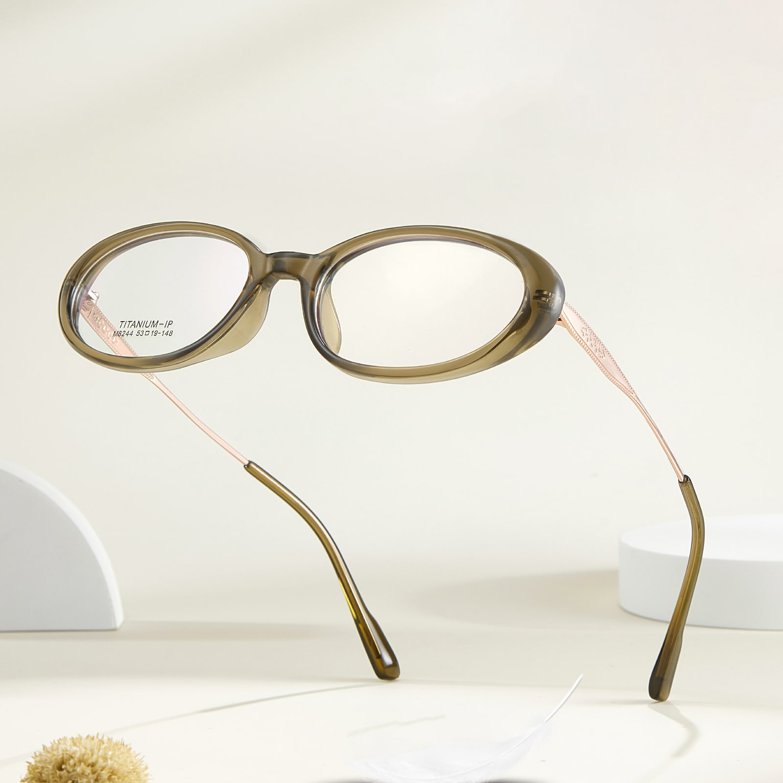 Lunettes ovales en titane β résistantes à la corrosion à bords larges M8244