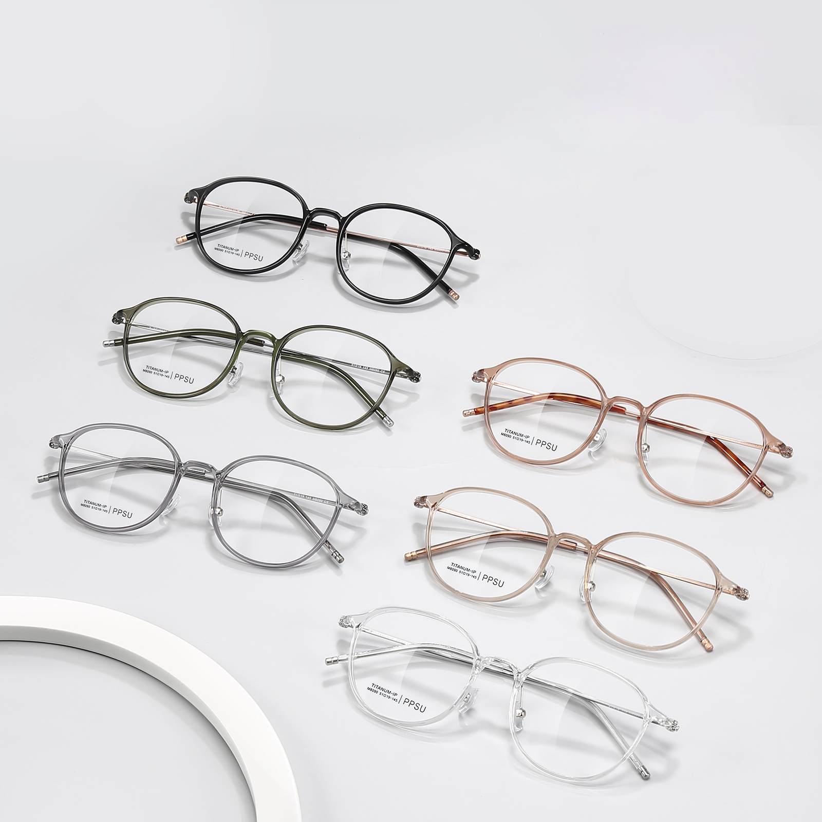 Lunettes en titane β classiques à monture ronde M8090, résistantes aux hautes températures
