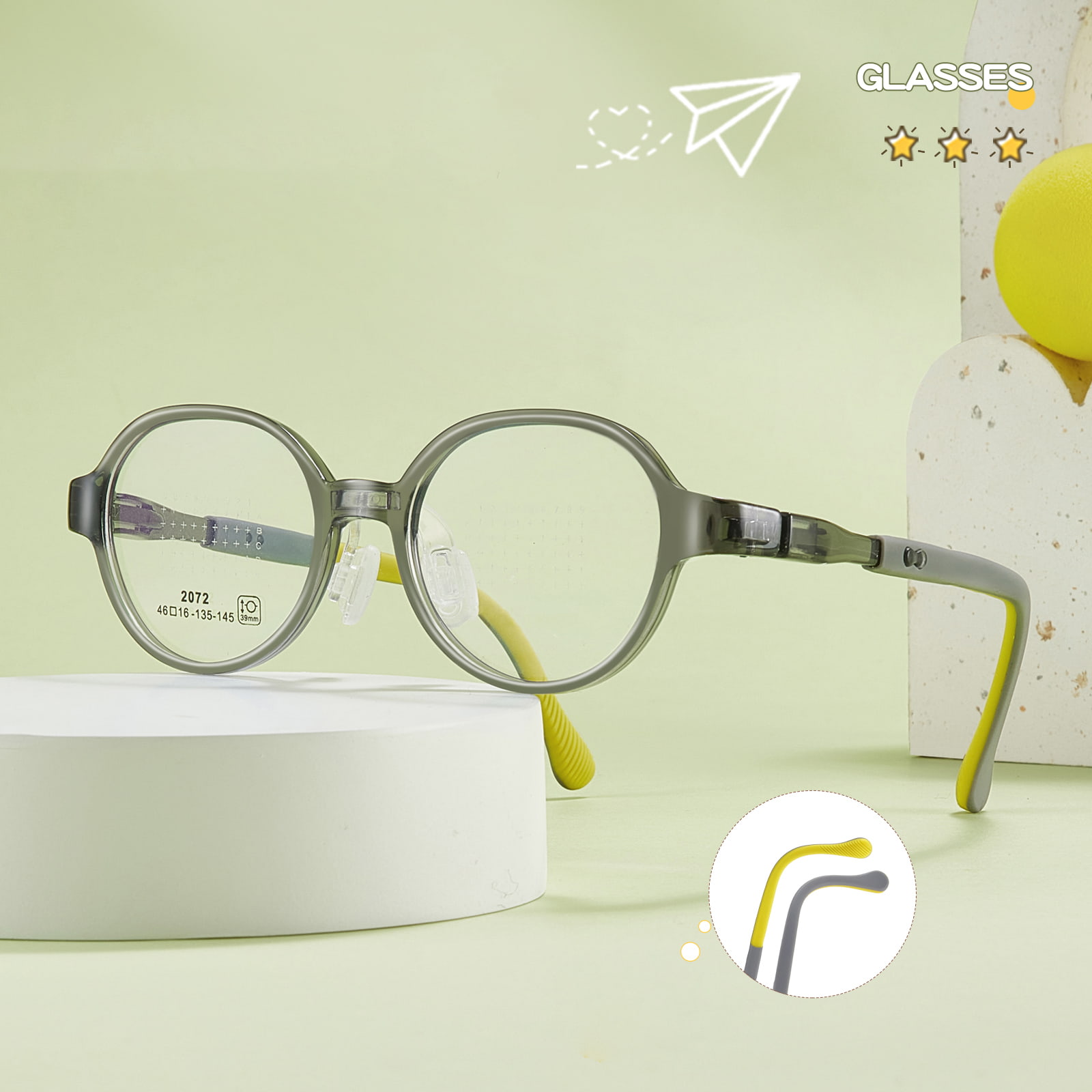 Lunettes à coussinet nasal en Silicone souple, charnière à nœud pour étudiants, résistantes à l'usure, 2072