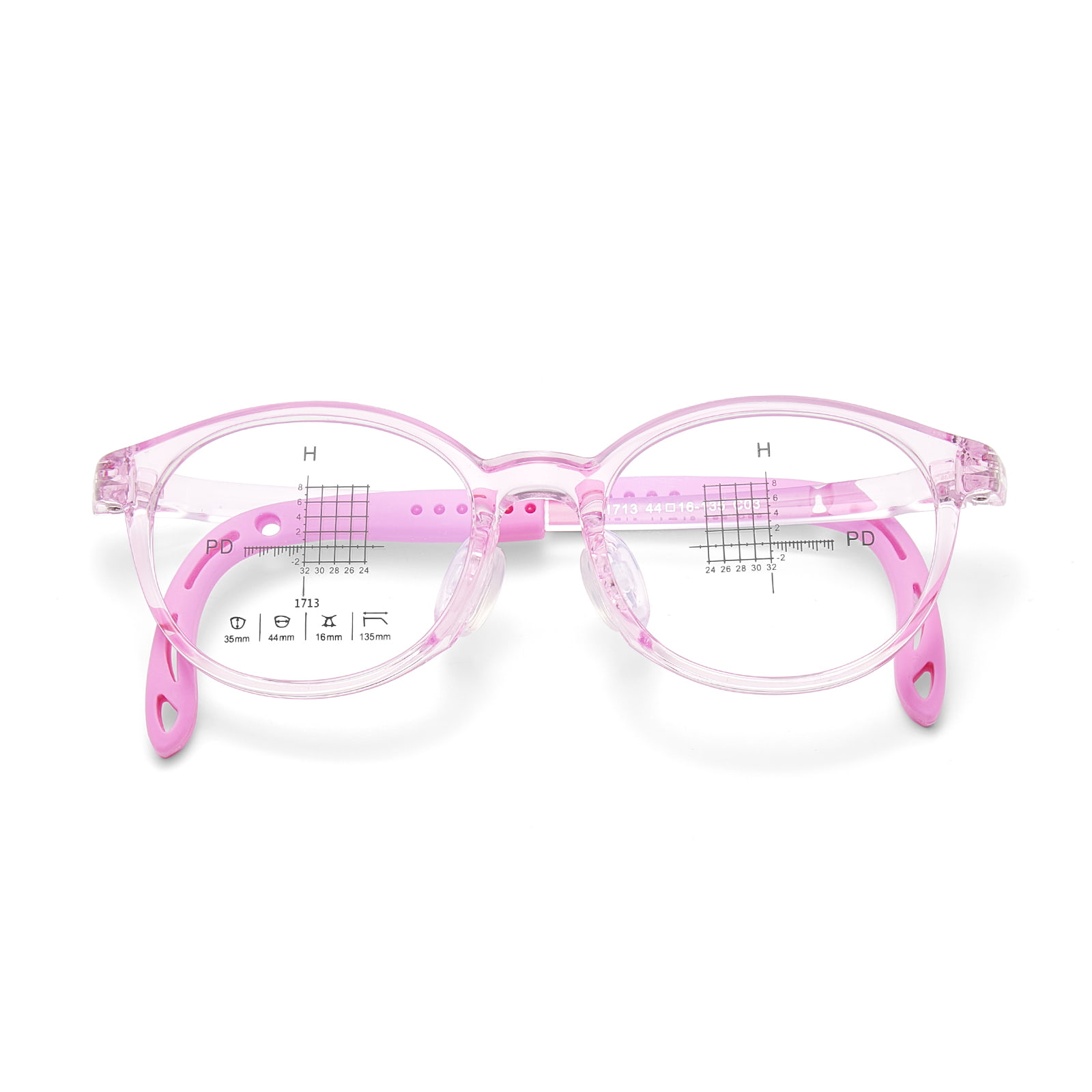 1713 Branches réglables Plaquettes de nez en silicone souple et confortable Lunettes