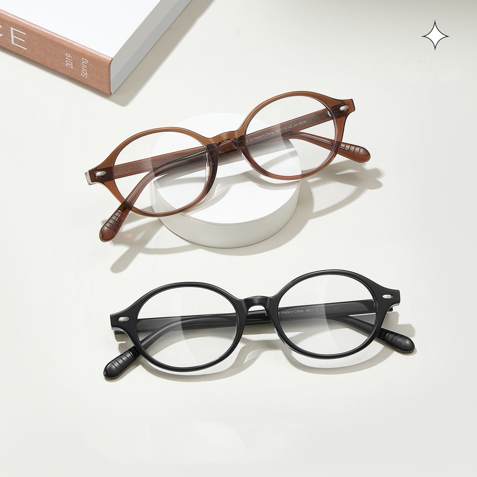 Lunettes ovales simples en acétate hypoallergénique BC8046