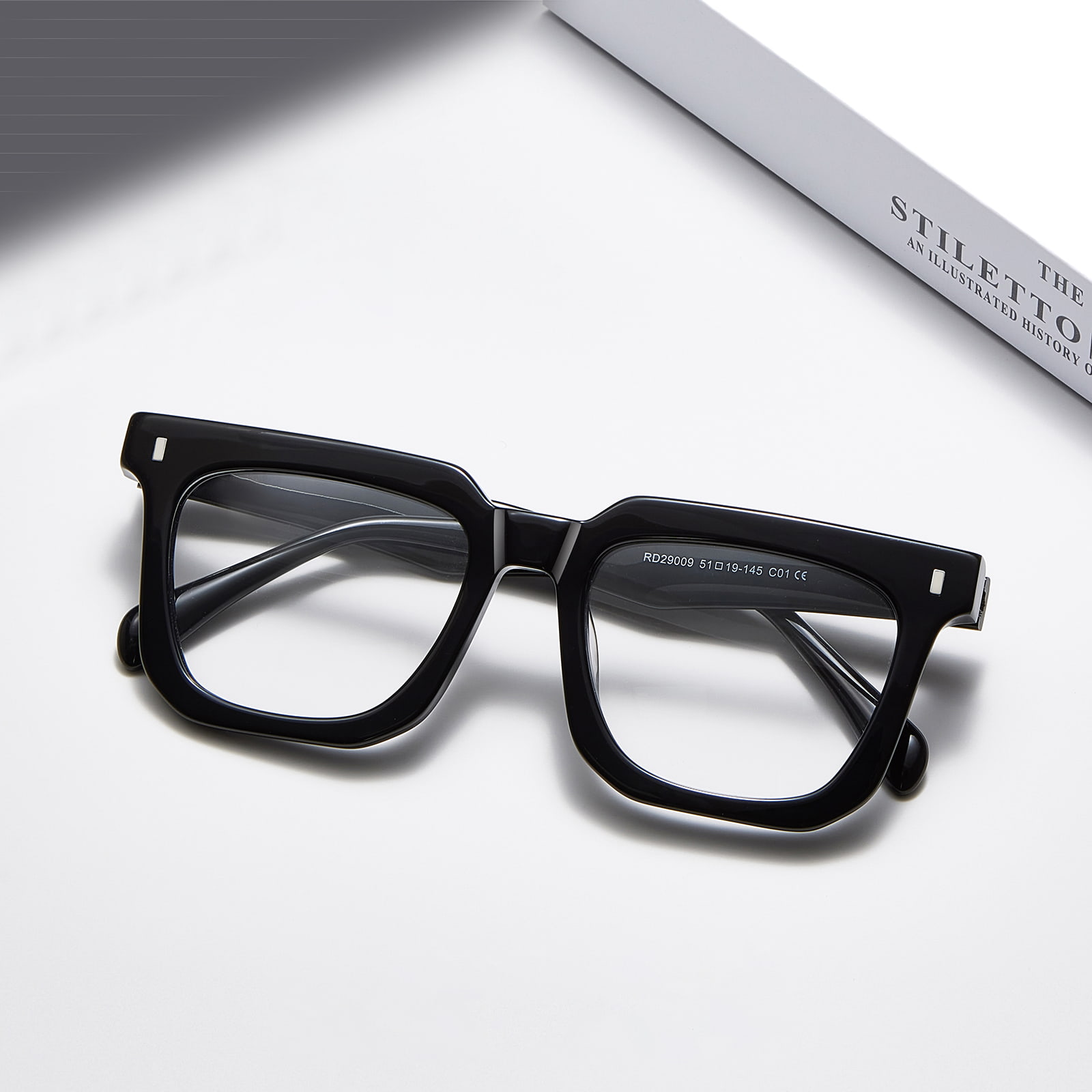 Lunettes en acétate texturé écaille de tortue à monture carrée audacieuse RD29009
