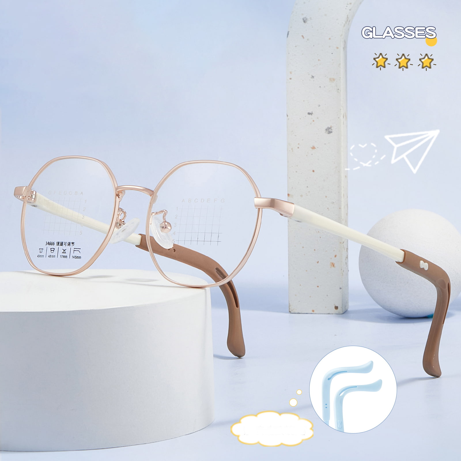 34686 Lunettes en alliage polygonal pour jeunes