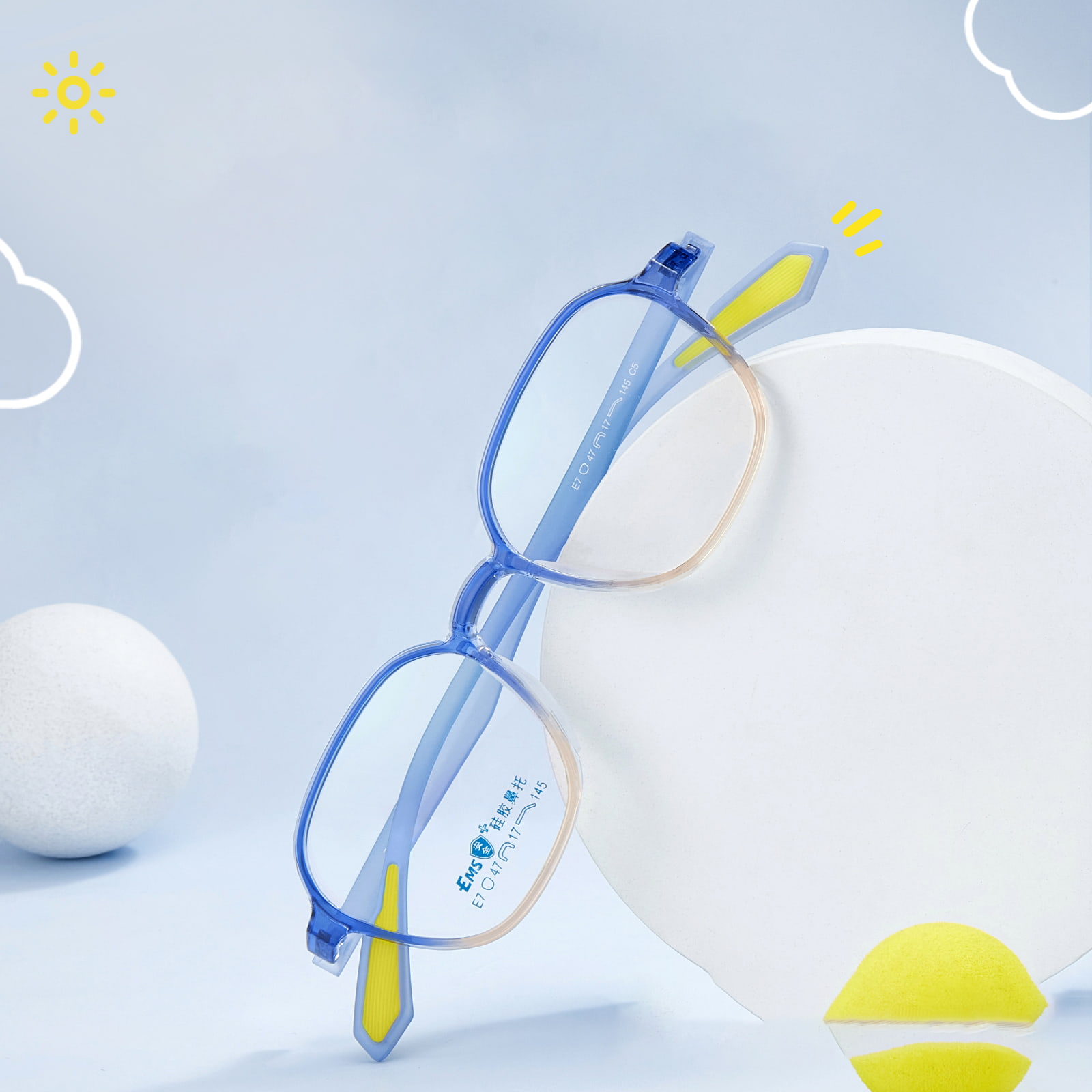 Lunettes à coussinet de nez en silicone souple à bords larges de couleur dégradée E7