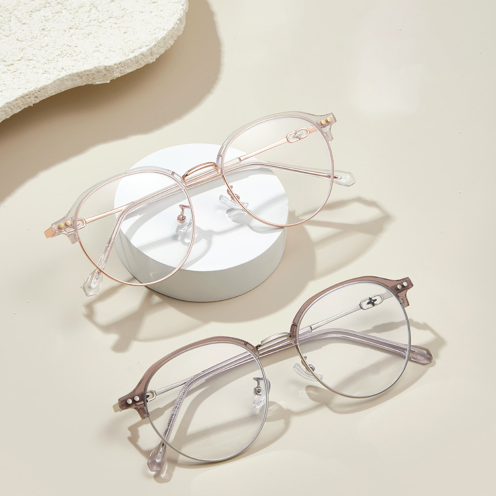 210131 Lunettes bloquant la lumière bleue à monture ronde et à coulée croisée
