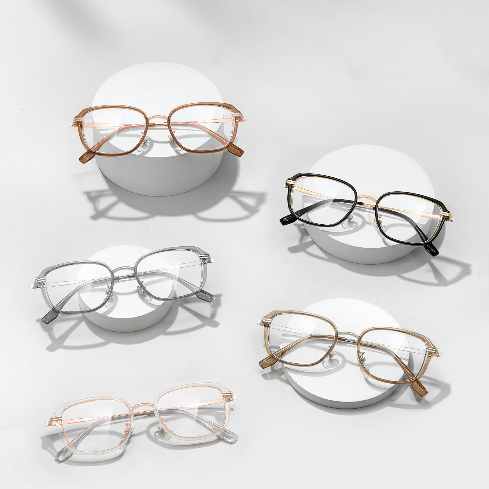 23061 Lunettes creuses légères anti-lumière bleue à colle dorée