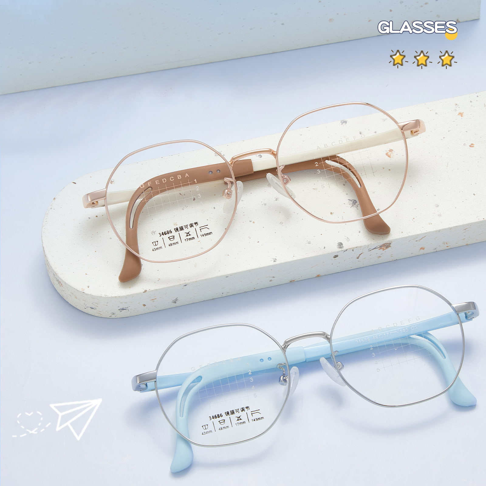 34686 Lunettes en alliage polygonal pour jeunes