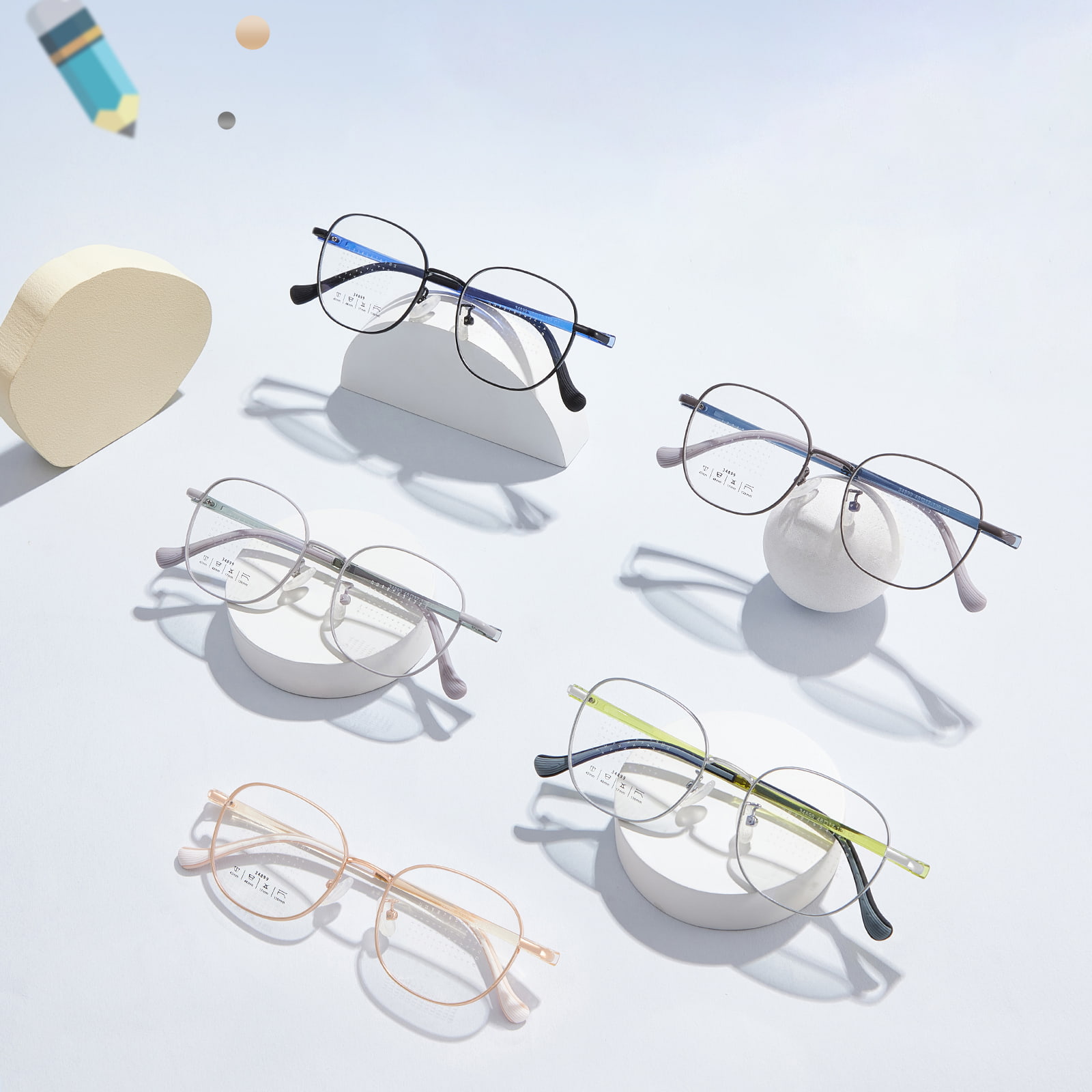 34899 branches rondes TR90 sans appuyer sur l'arête du nez lunettes en alliage