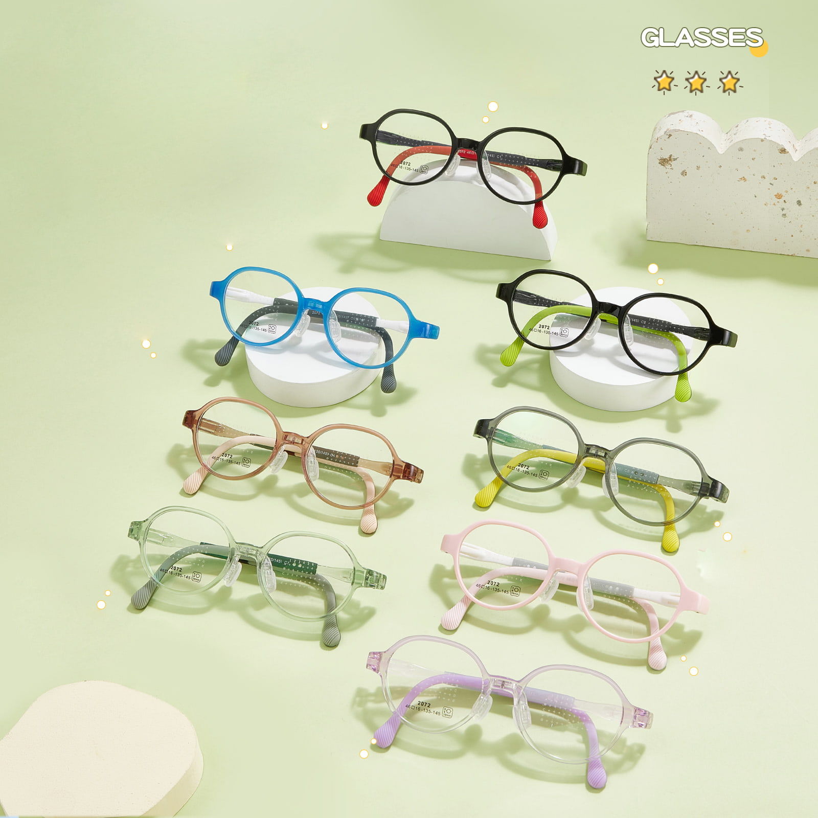 Lunettes à coussinet nasal en Silicone souple, charnière à nœud pour étudiants, résistantes à l'usure, 2072