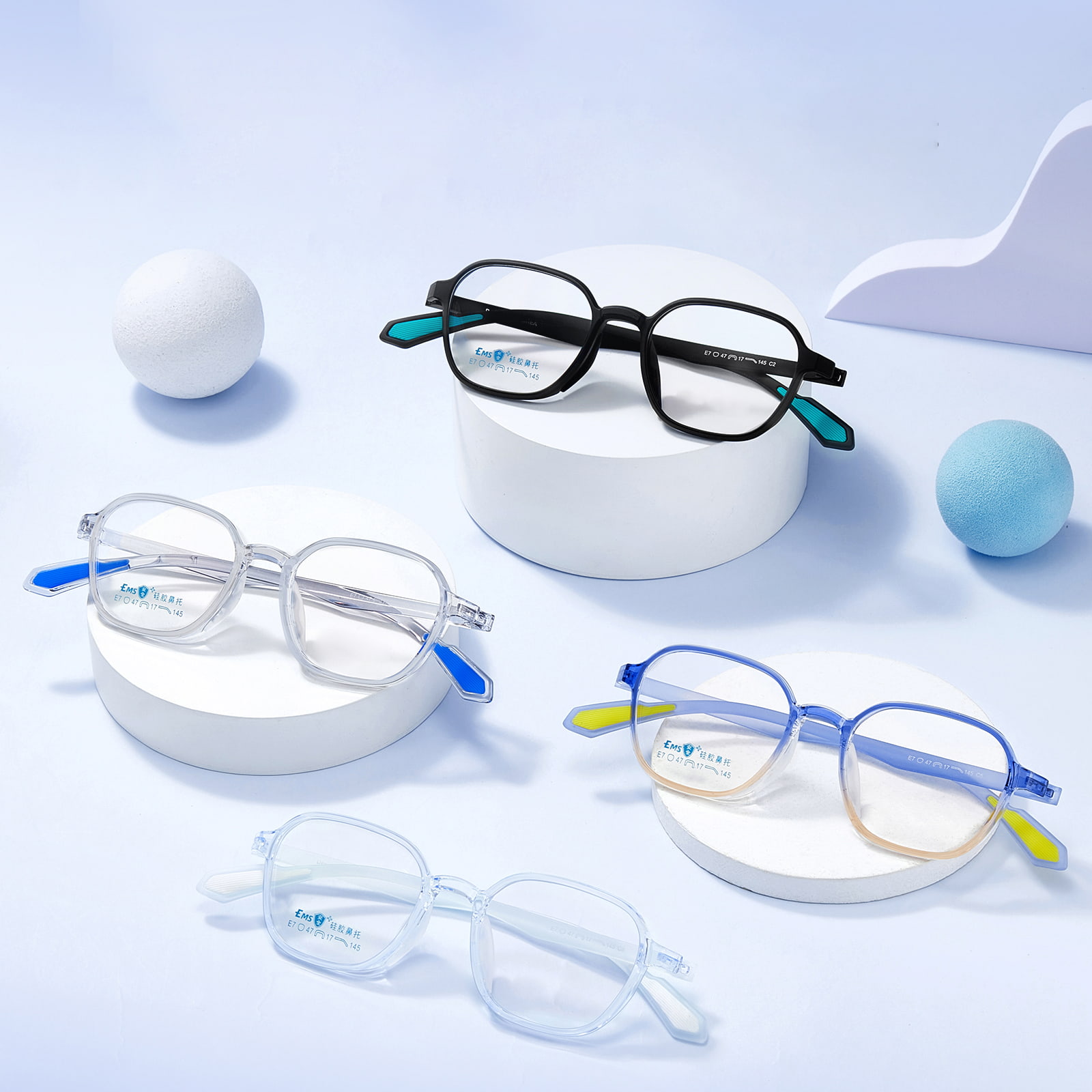 Lunettes à coussinet de nez en silicone souple à bords larges de couleur dégradée E7