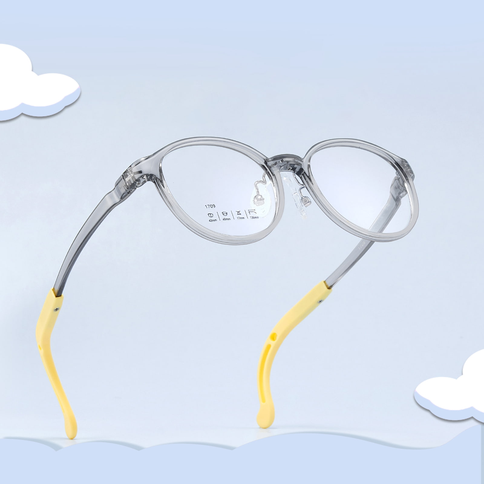1709 Lunettes à coussinet nasal en silicone souple et résistantes aux chocs pour enfants