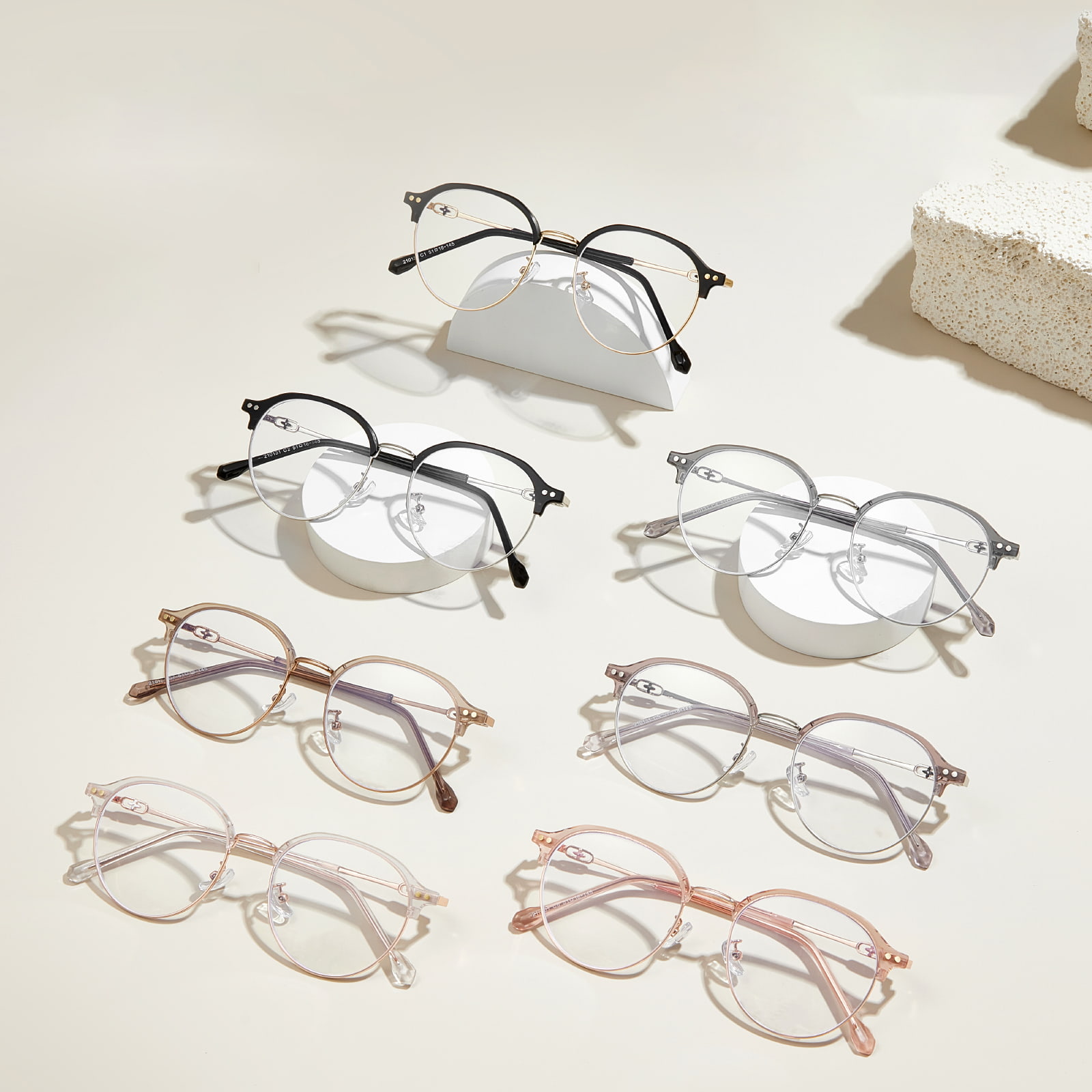 210131 Lunettes bloquant la lumière bleue à monture ronde et à coulée croisée