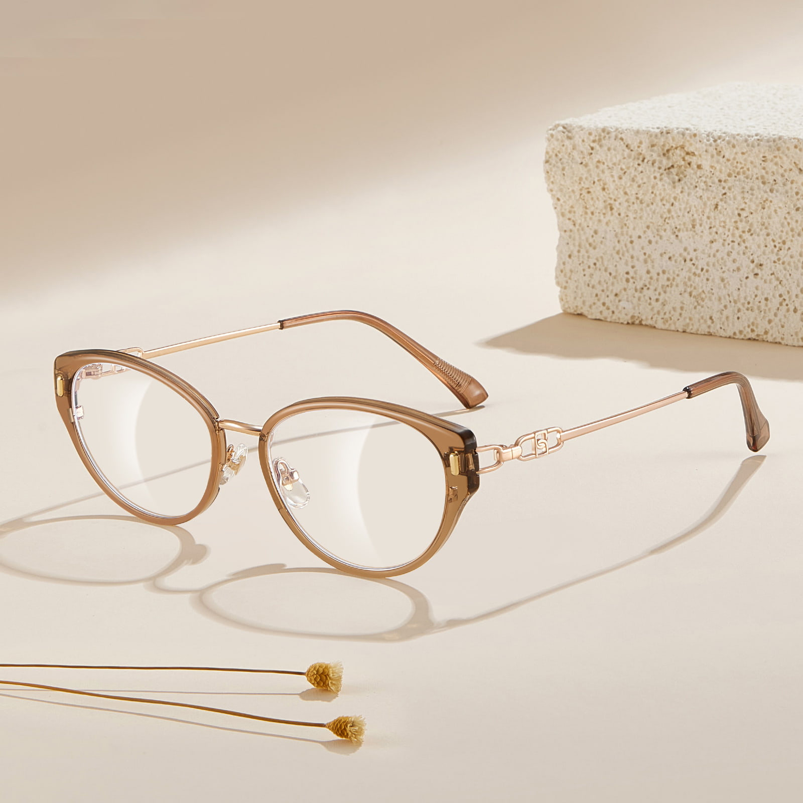 S12008 Lunettes anti-lumière bleue à anneau intérieur creux œil de chat