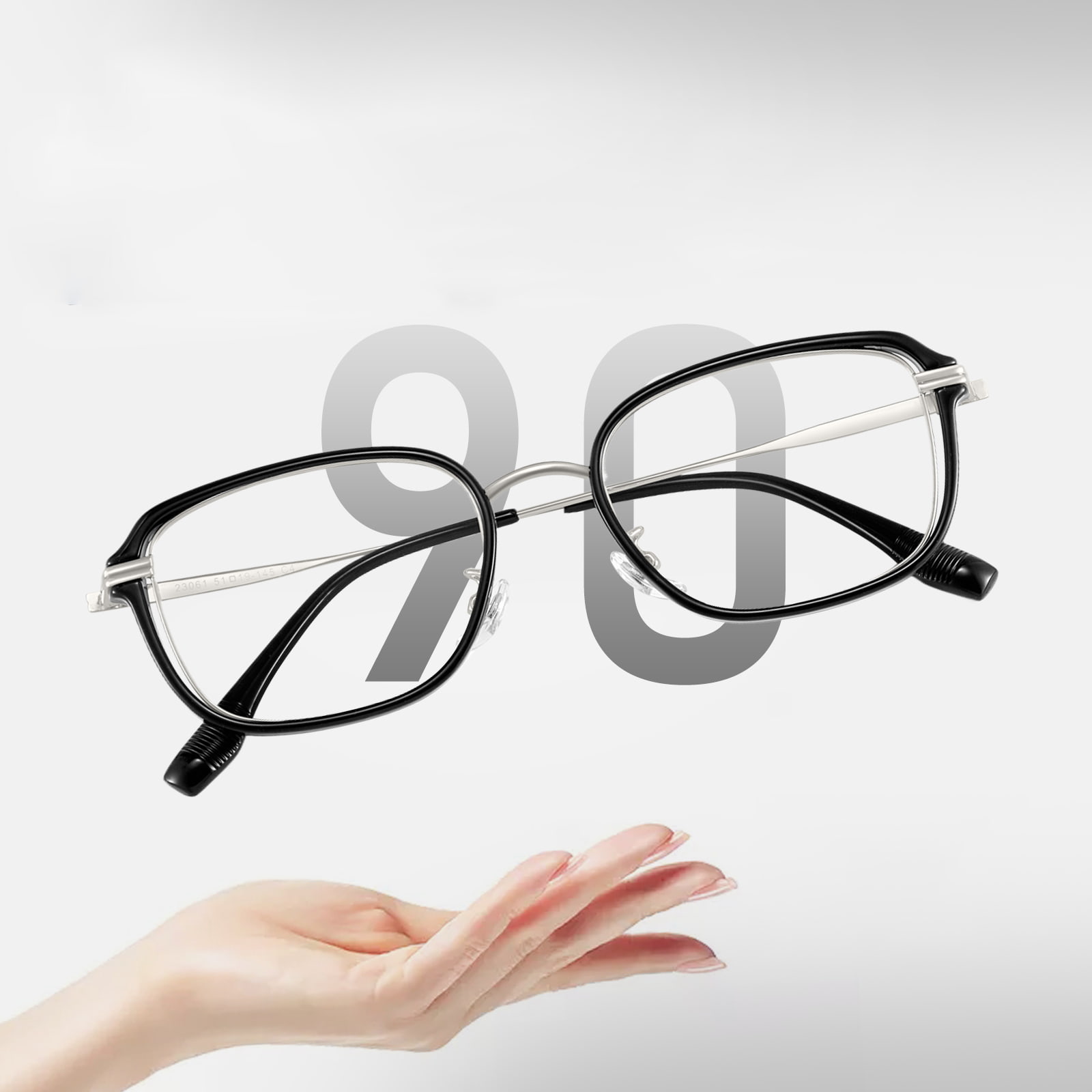 23061 Lunettes creuses légères anti-lumière bleue à colle dorée
