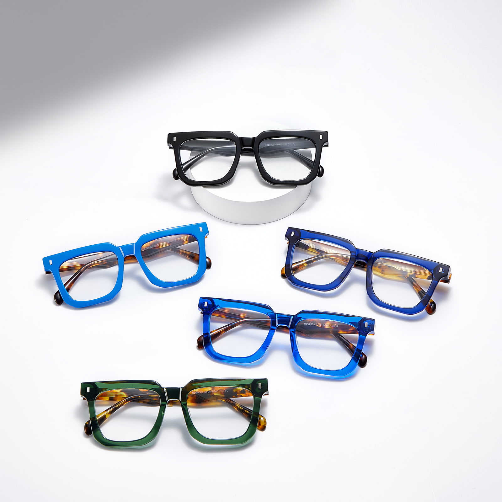 Lunettes en acétate texturé écaille de tortue à monture carrée audacieuse RD29009