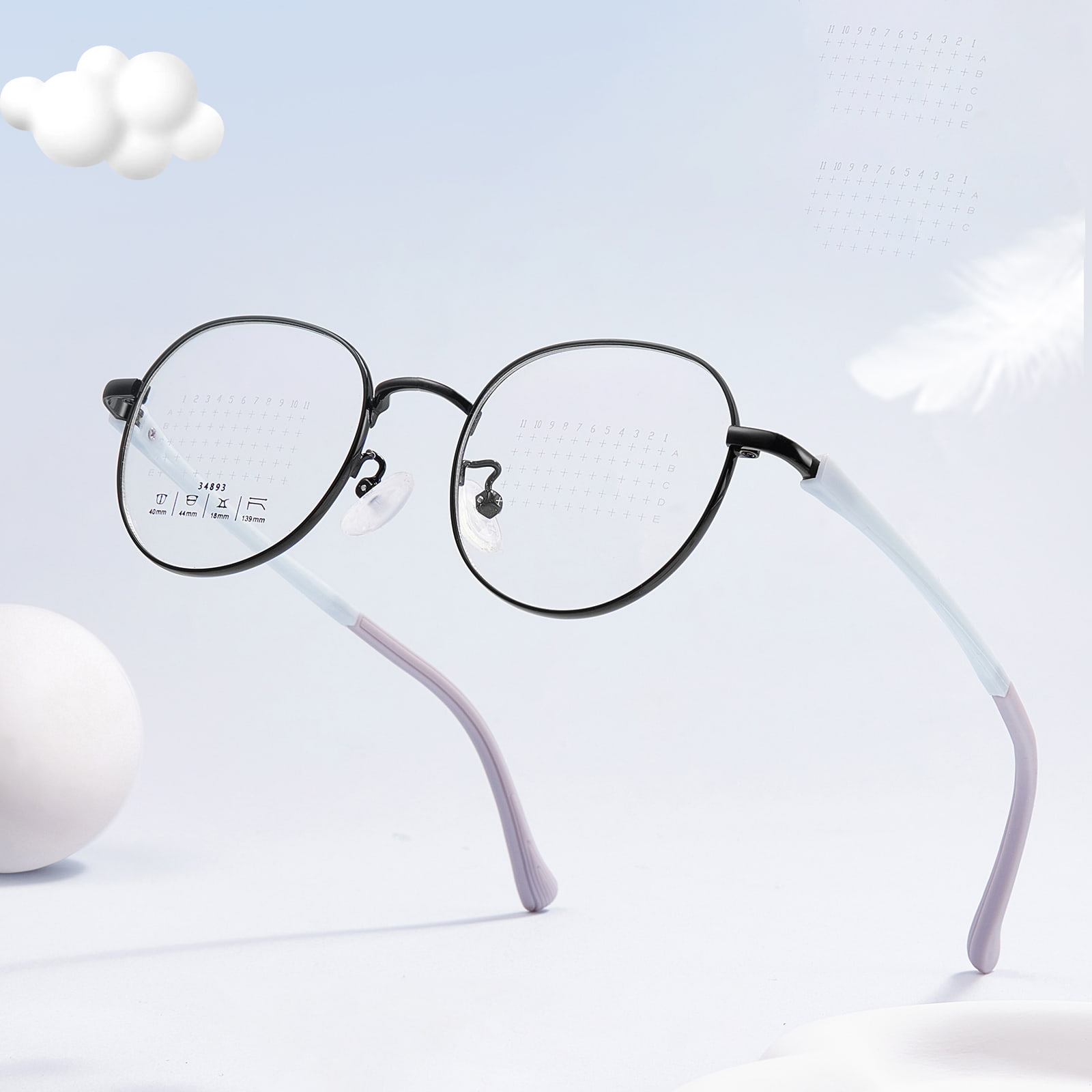 34893 Lunettes en alliage de lentilles de prévention de défocalisation à monture ronde
